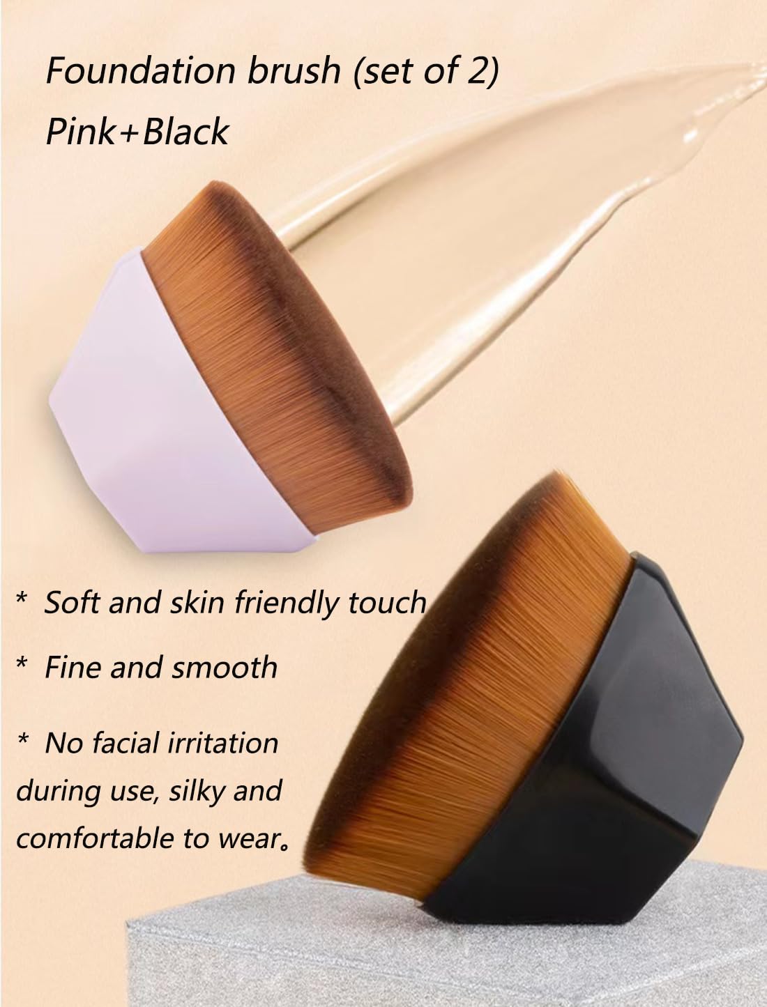 2PC High-Density Flat Top Foundation and Multi-Purpose Makeup Brush Set - Image 4