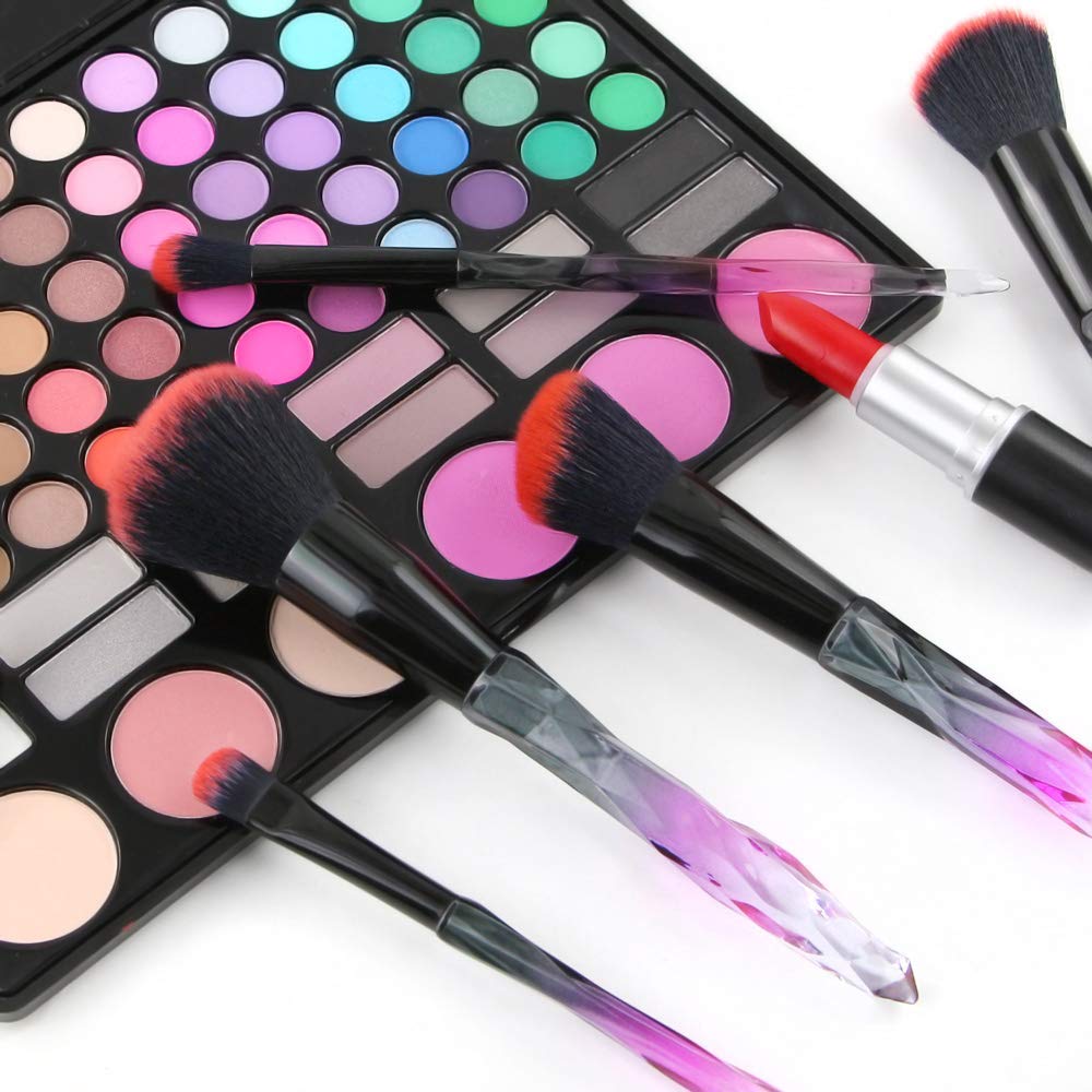 Transparent Handle Makeup Brush Set for Foundation, Blush, and Eye Shadow Application - Image 7