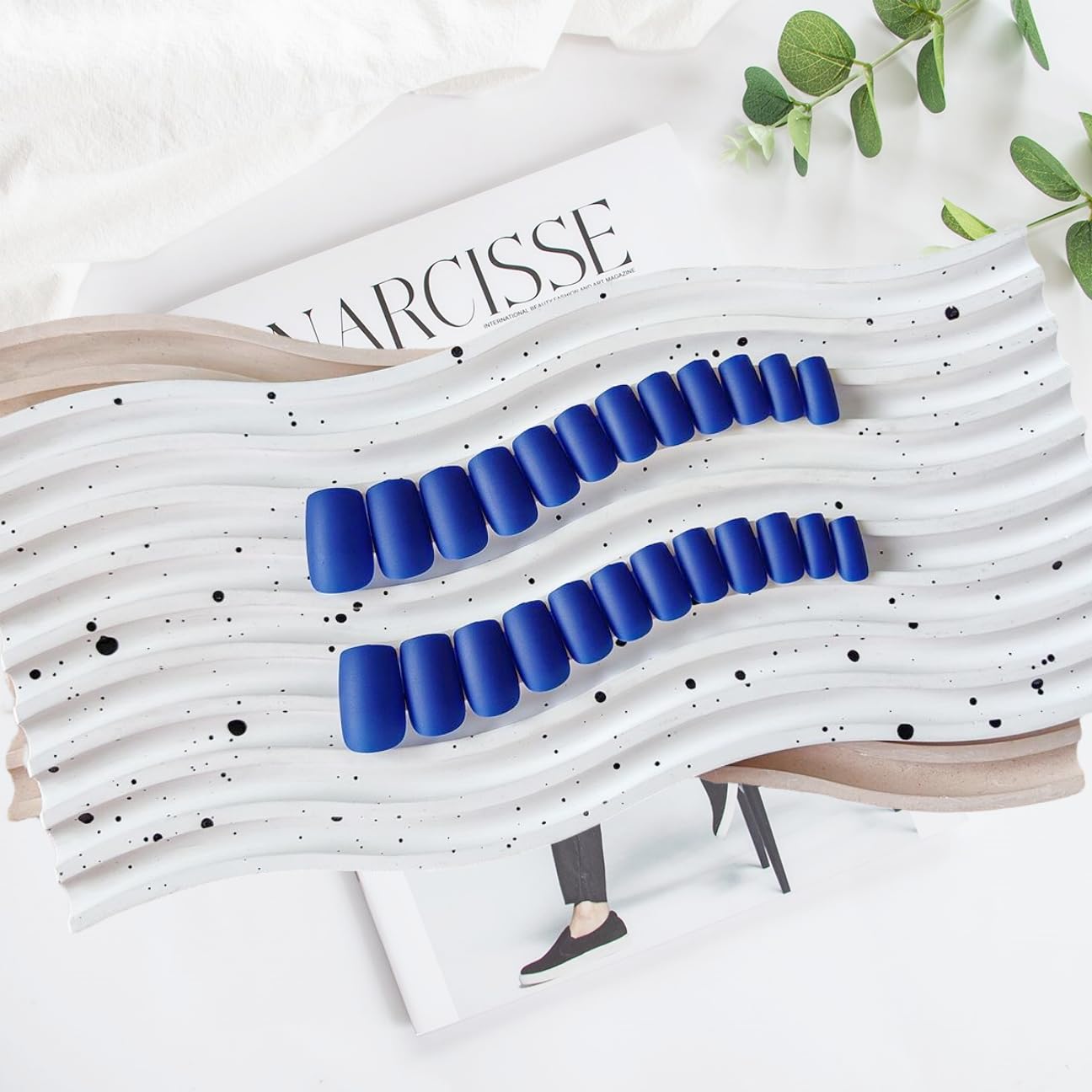 Matte Royal Blue Medium Square Press on Nails 24 PCS Reusable Gel Nails - Image 4