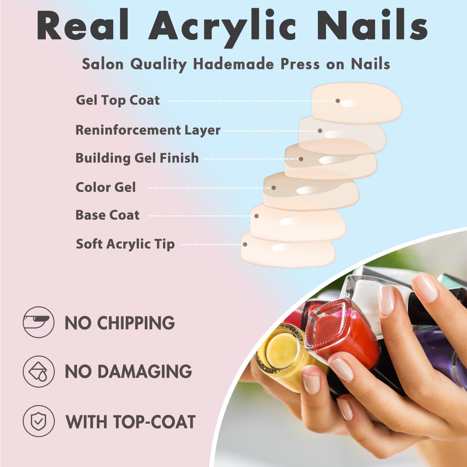 Matte Royal Blue Medium Square Press on Nails 24 PCS Reusable Gel Nails - Image 6