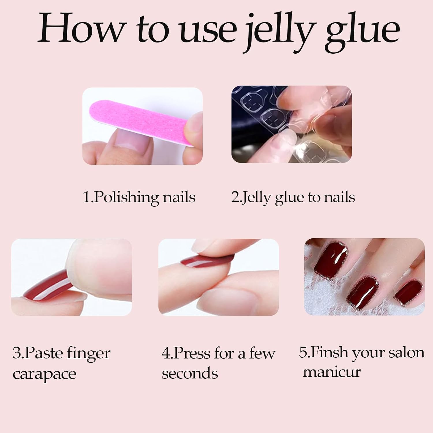 Medium Pink Ombre Coffin Press On Nails, Glitter Accents, 30 Piece Set - Image 6