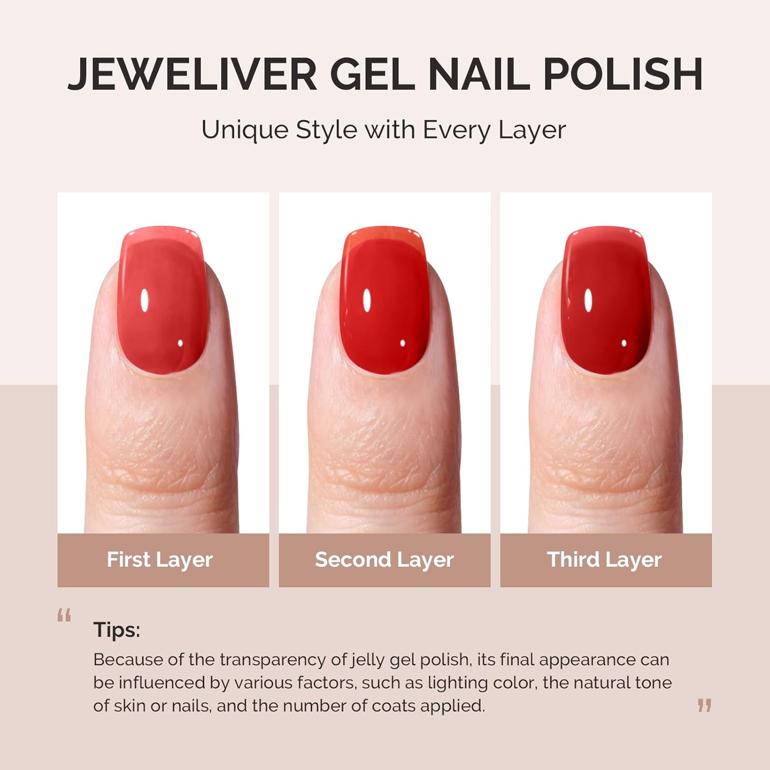 MelodySusie 0.5 oz Translucent Cherry Red Gel Nail Polish for Professional Nail Art - Image 2