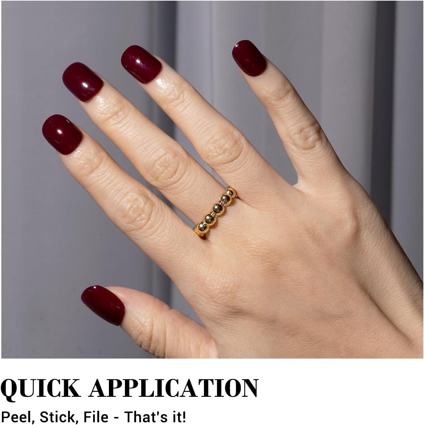 MelodySusie Qcoat Wine Red Gel Nail Strips, 22 Wraps, Salon Quality, Long Lasting - Image 3