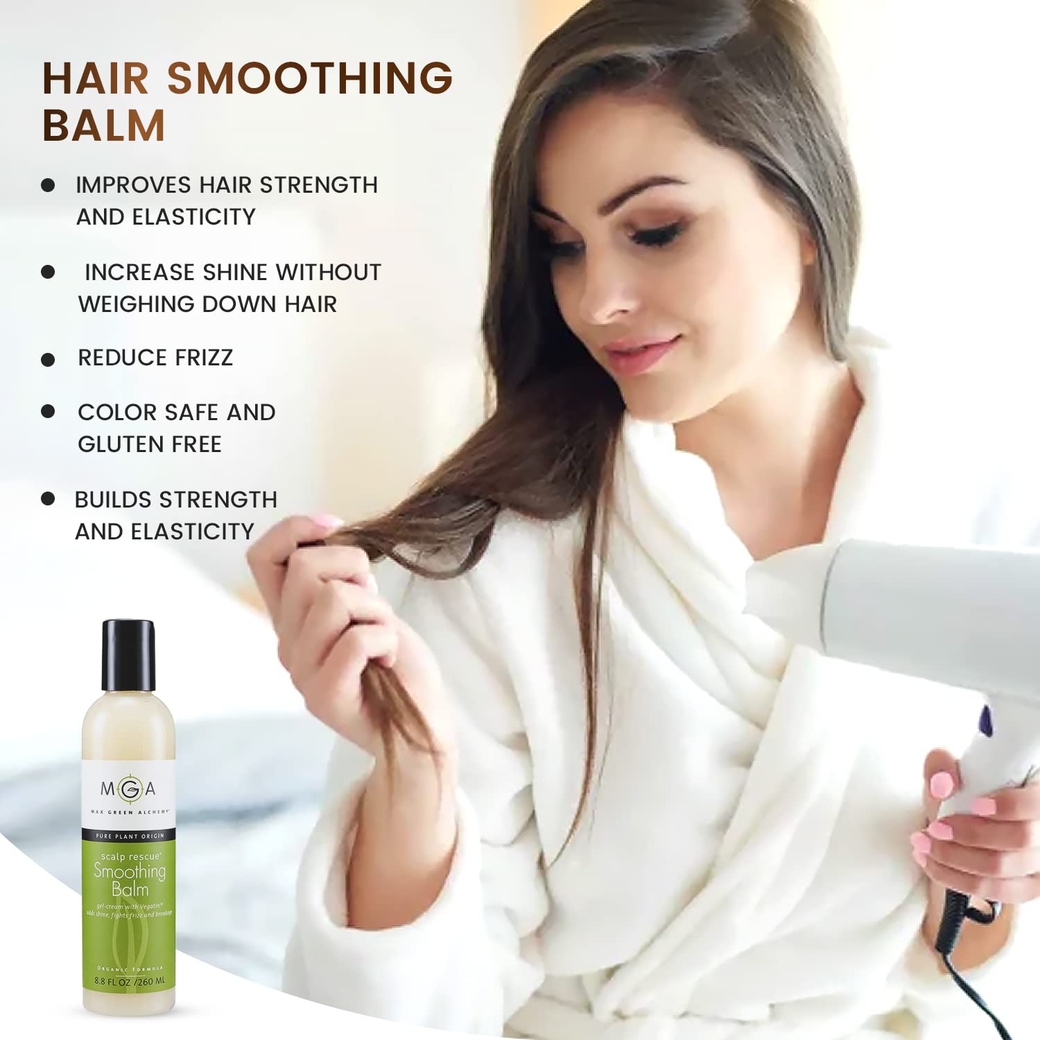 MGA Vegan Hair Smoothing Balm 8.8 fl oz Organic Scalp Rescue Keratin Argan Oil - Image 4