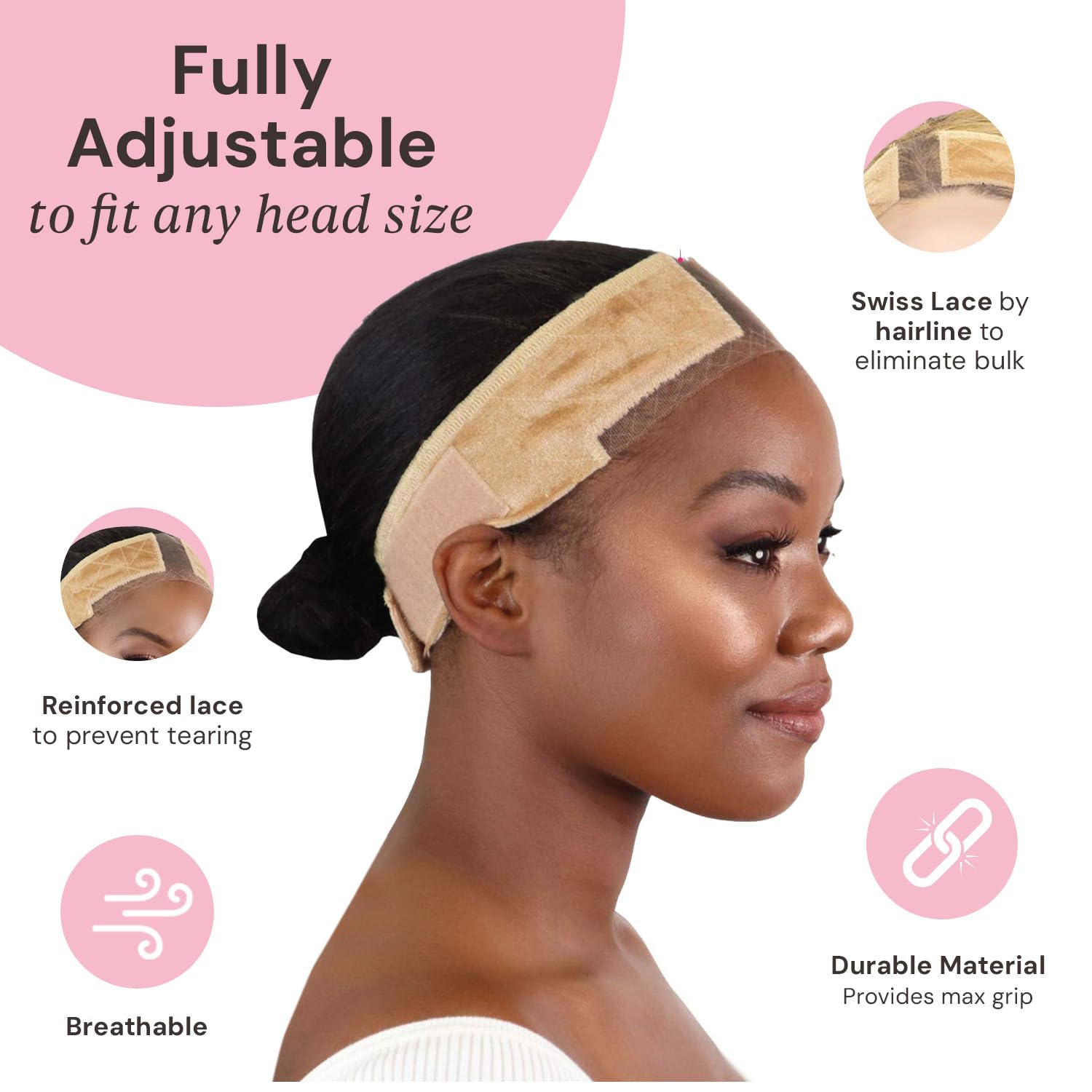 MILANO COLLECTION Adjustable Wig Grip Lace Wig Band - Velvet Comfort Nude 1 Piece - Image 3