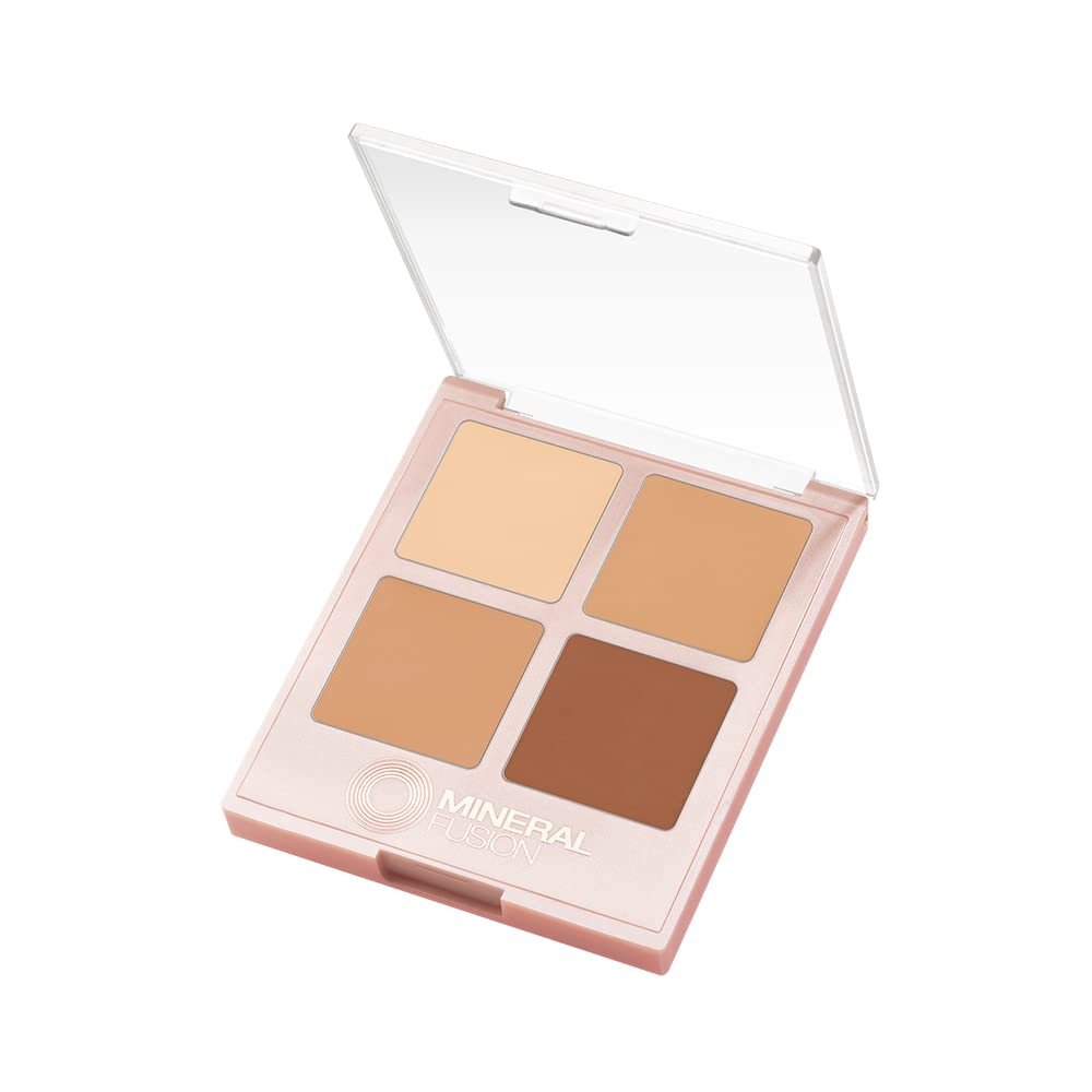 Mineral Fusion Concealer Palette Quad Warm to Deep Shades Cream Contour .35 Oz with Vitamins - Image 2