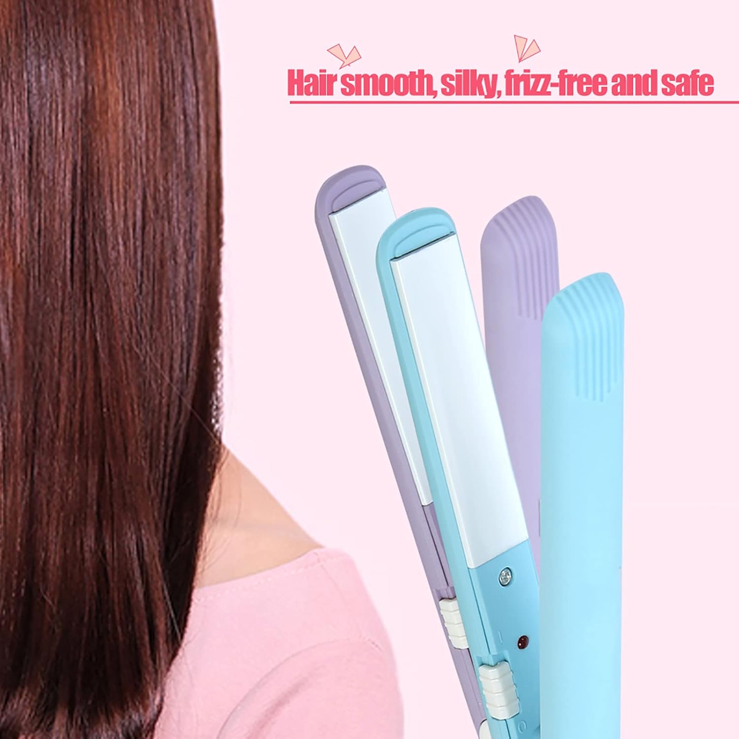 Mini 2-in-1 Ceramic Tourmaline Hair Straightener and Curler for Short Hair Anti-Frizz Touch Control - Image 3