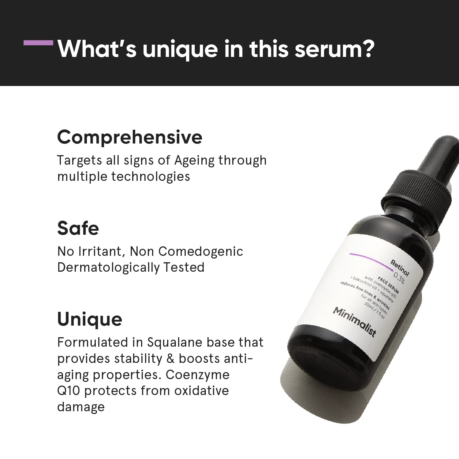 Minimalist 0.3% Retinol Night Serum with Bakuchiol & Squalane 1 Fl Oz - Image 4