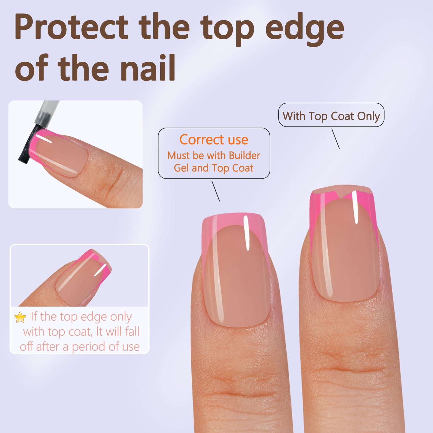 Misssix 160 Piece Short Square Pink French Gel Nail Tips - 16 Sizes Included - Image 5