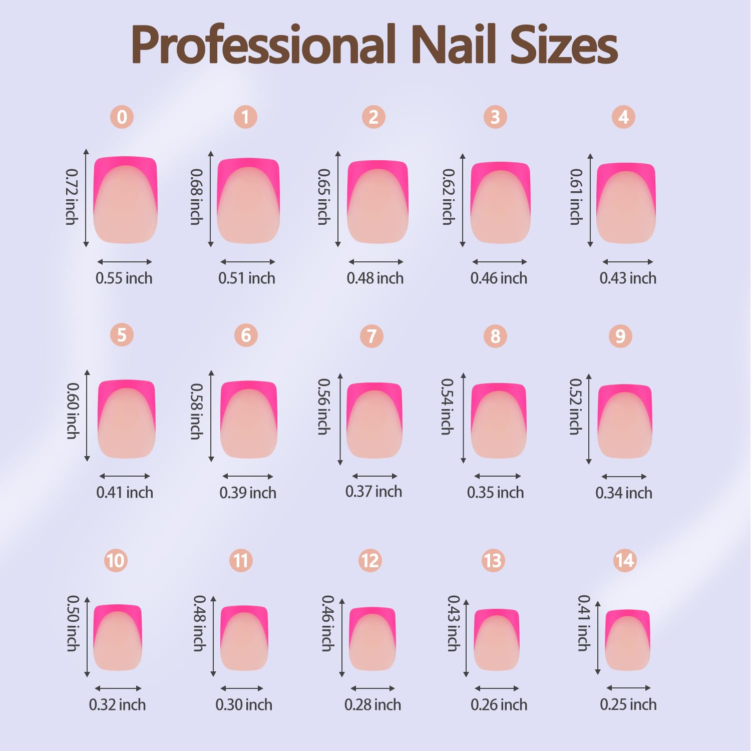 Misssix 160 Piece Short Square Pink French Gel Nail Tips - 16 Sizes Included - Image 6