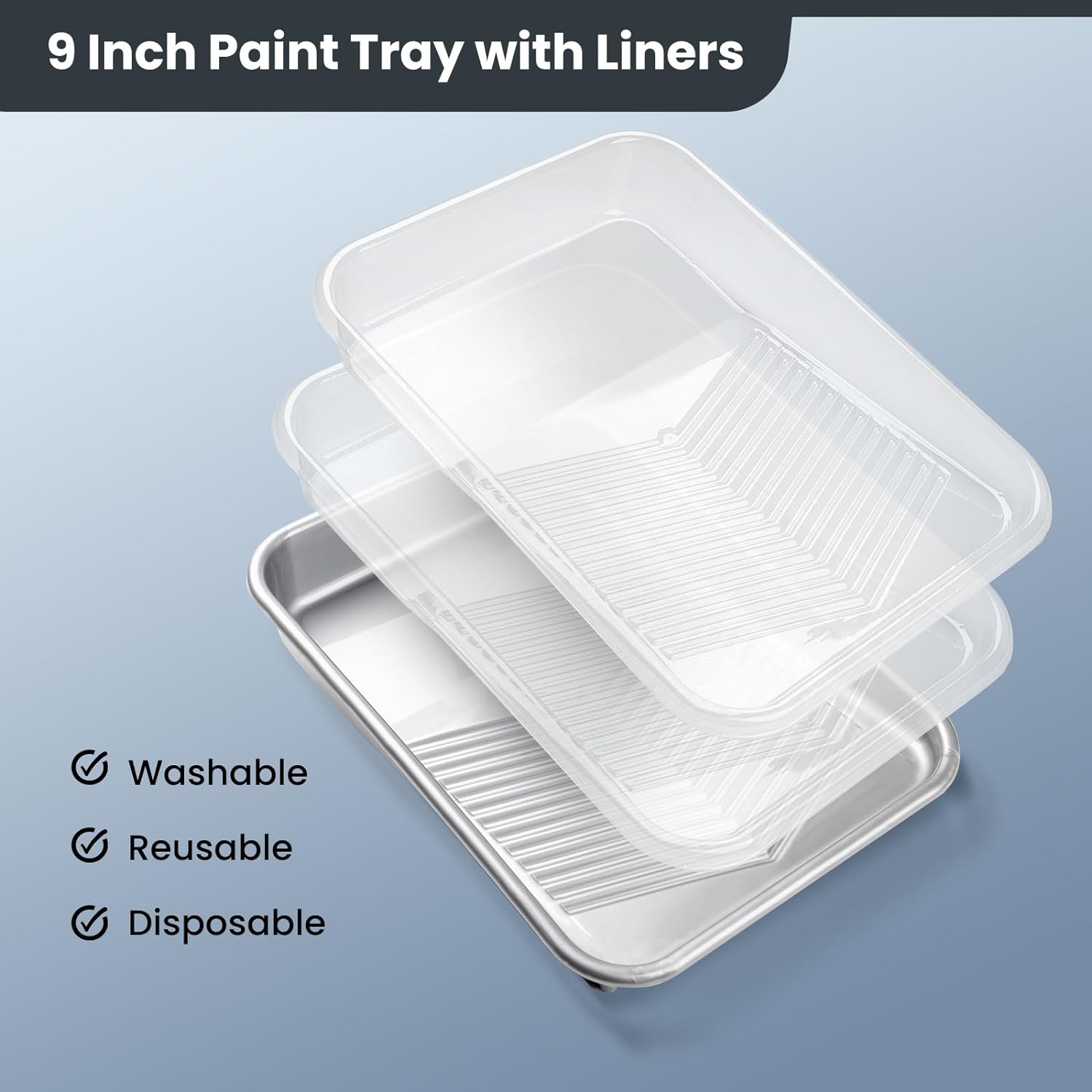Mister Rui 18 Piece Paint Roller Kit 4-Inch and 9-Inch Rollers Tray Brush - Image 4