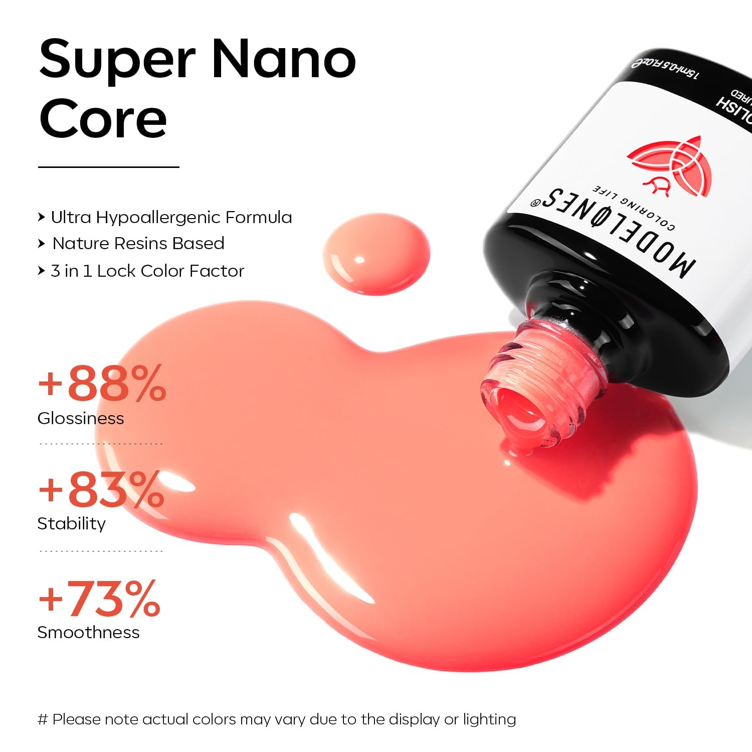 Modelones 15ML Peach Carly Coral Orange Gel Nail Polish for Summer Nail Art - Image 2