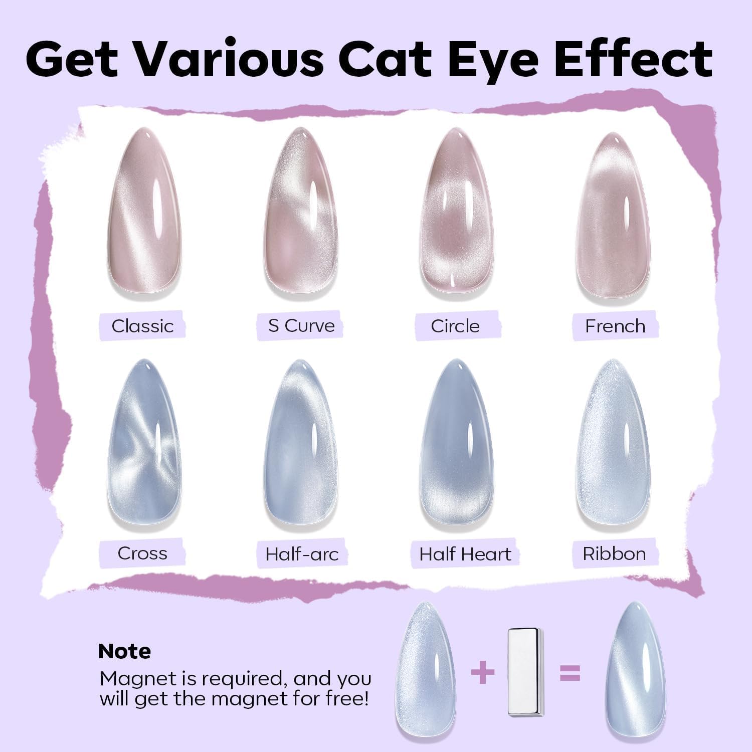 Modelones Cat Eye Gel Nail Polish Kit, 6 Mini Quick Dry Colors for Home DIY Manicure - Image 4