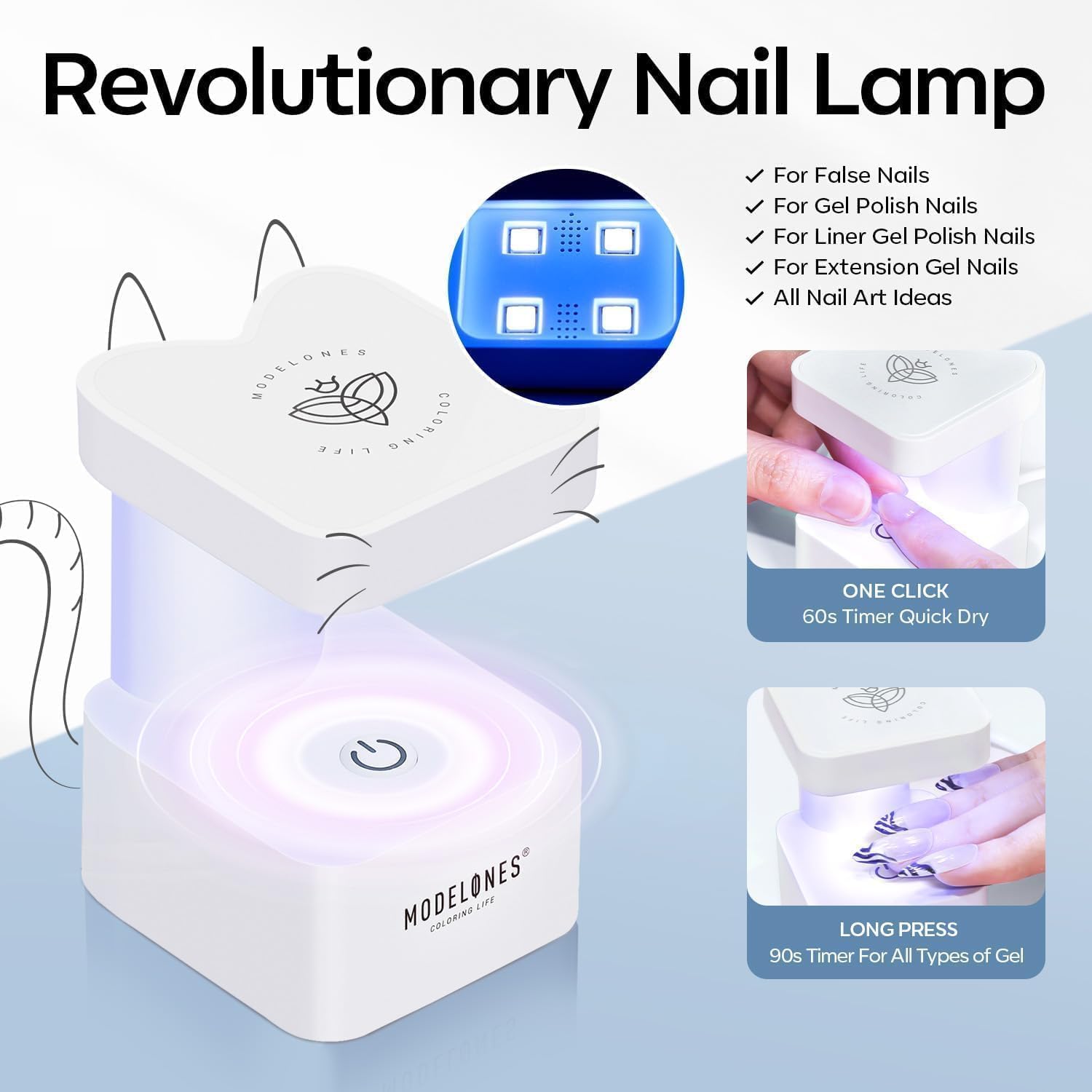 Modelones 510 Piece DIY Gel Nail Extension Kit with 15 Short Square Sizes, LED Lamp, and 9-in-One Glue - Image 5