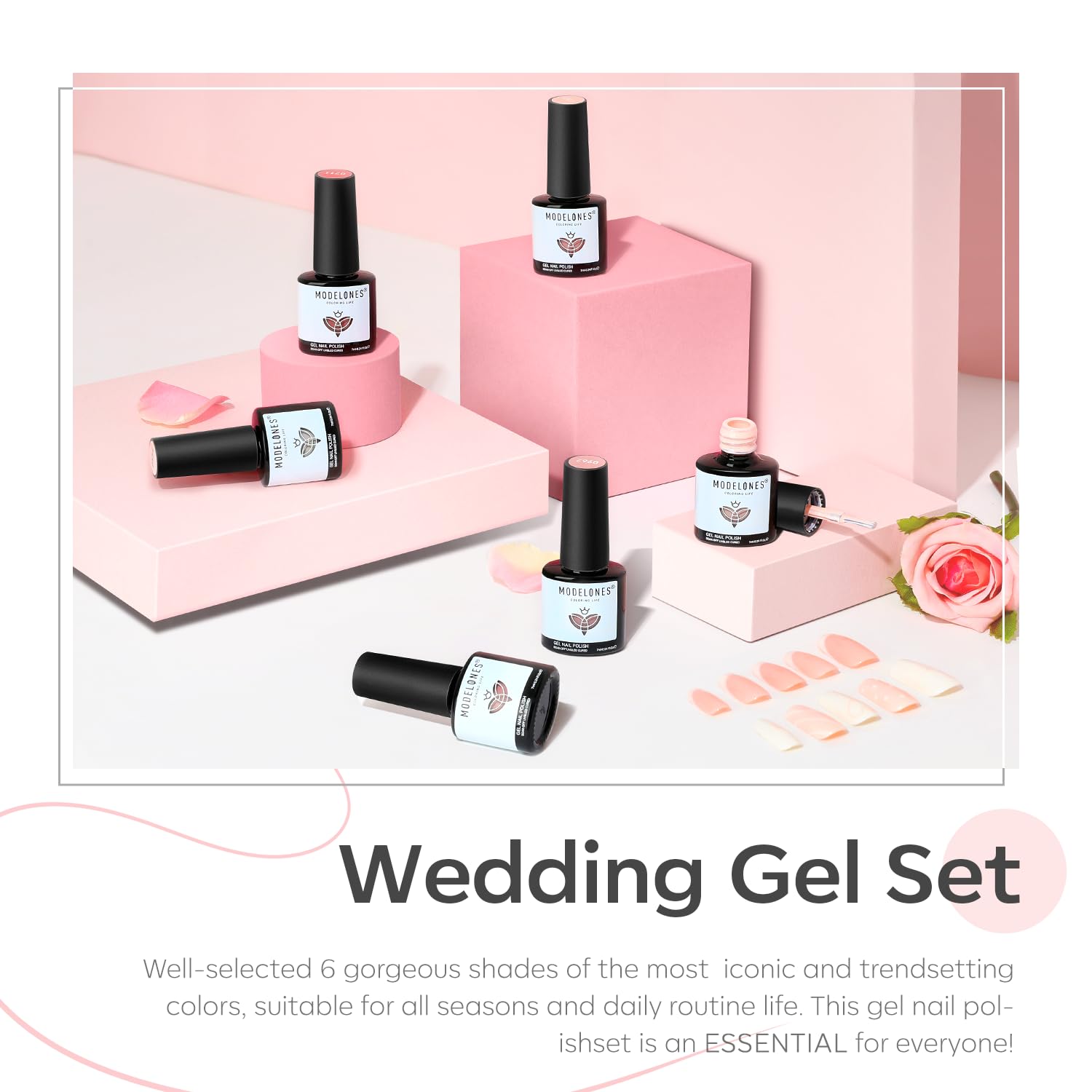 Modelones 6 Color Gel Nail Polish Set Nude Pink Milky White LED Soak Off Starter Kit - Image 5