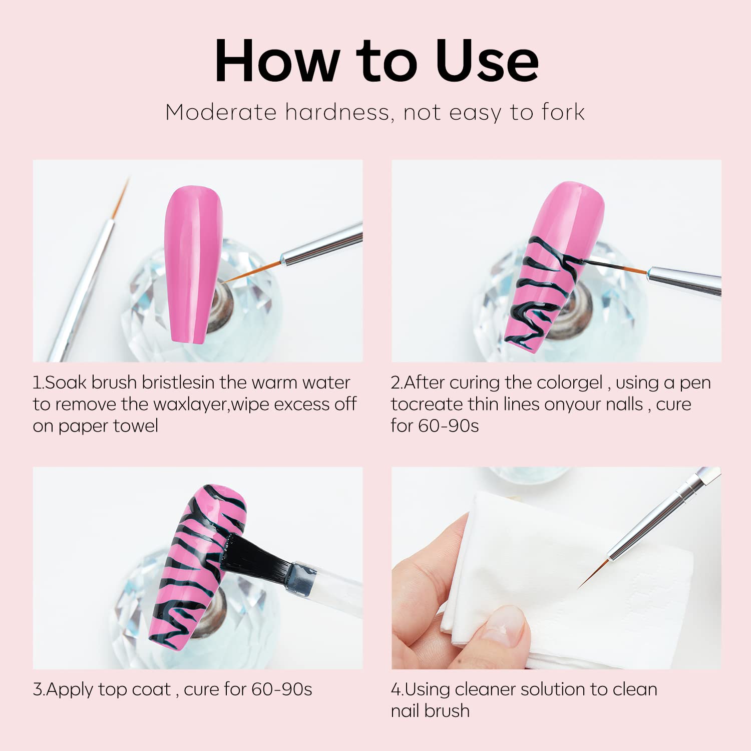 Modelones Pink Jelly Gel Nail Polish Set, 6 Colors, Includes Nail Art Brush - Image 6