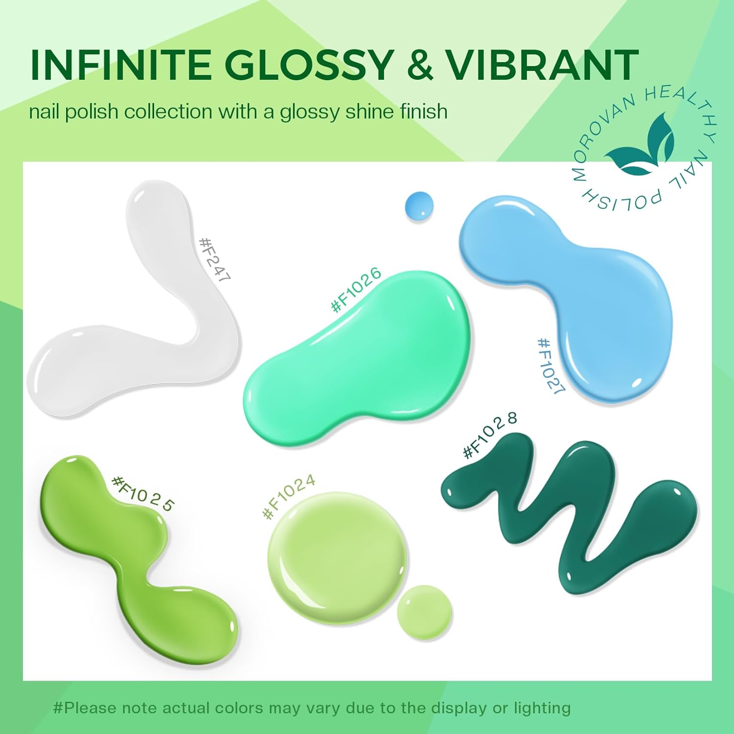 Morovan 4pc Quick Dry Nail Polish Set Turquoise White Blue Neon Lime for Nail Art - Image 4