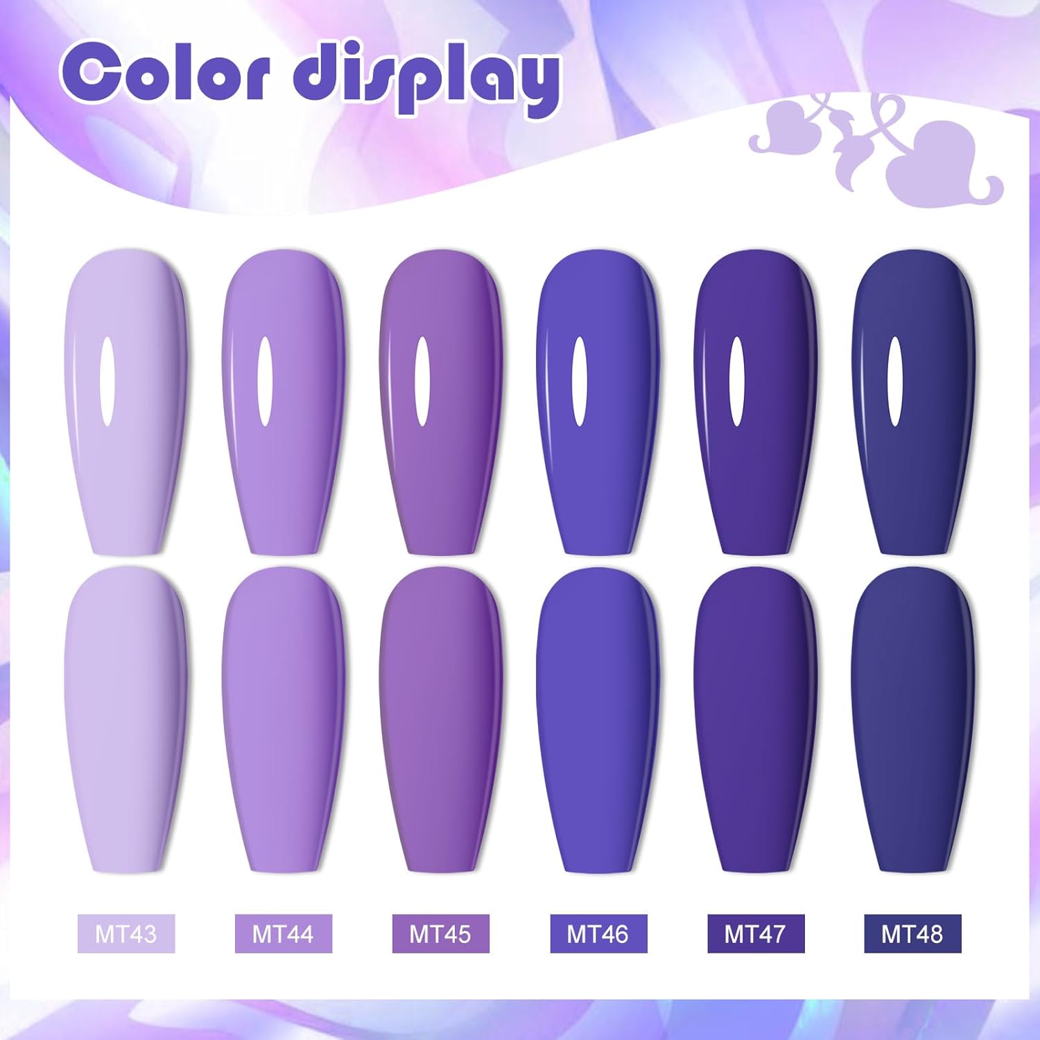 MTSSII 6-Color Gel Nail Polish Kit: Dark Blue, Teal, Navy, Lavender Shades - Image 6