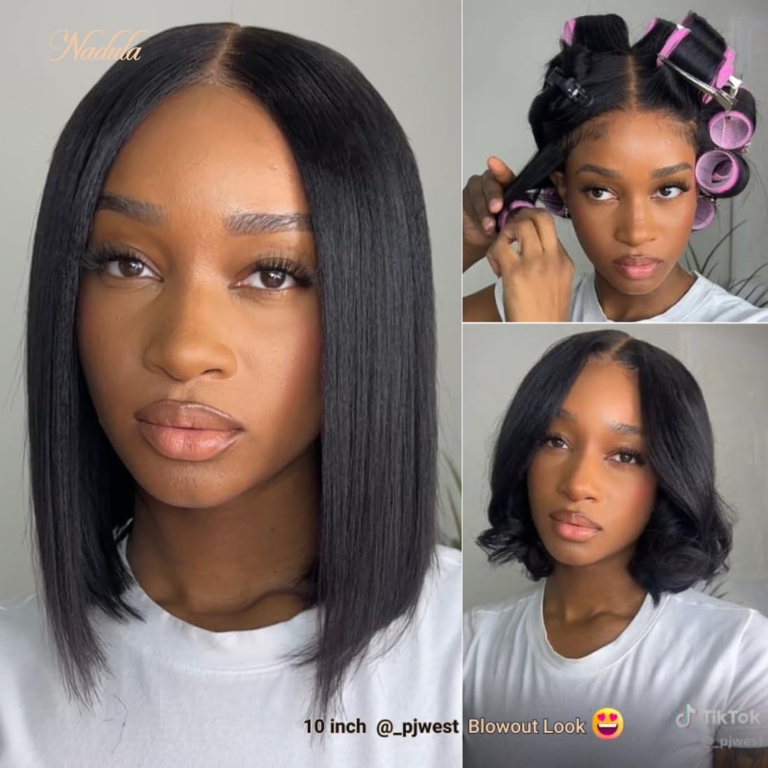 Nadula 10 Inch Glueless Yaki Straight Bob Wig HD Lace Front Human Hair - Image 7