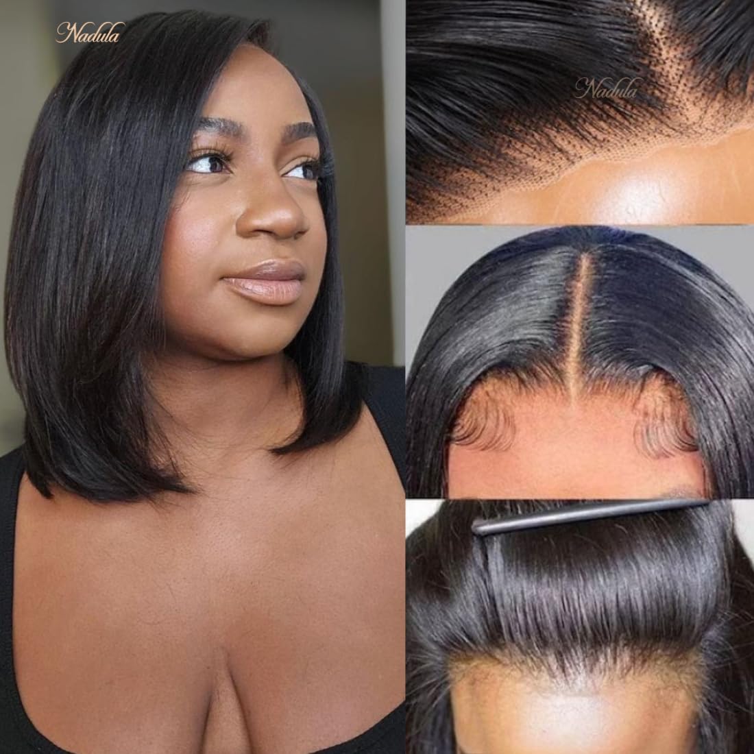 Nadula 10 Inch Glueless Yaki Straight Bob Wig HD Lace Front Human Hair - Image 6