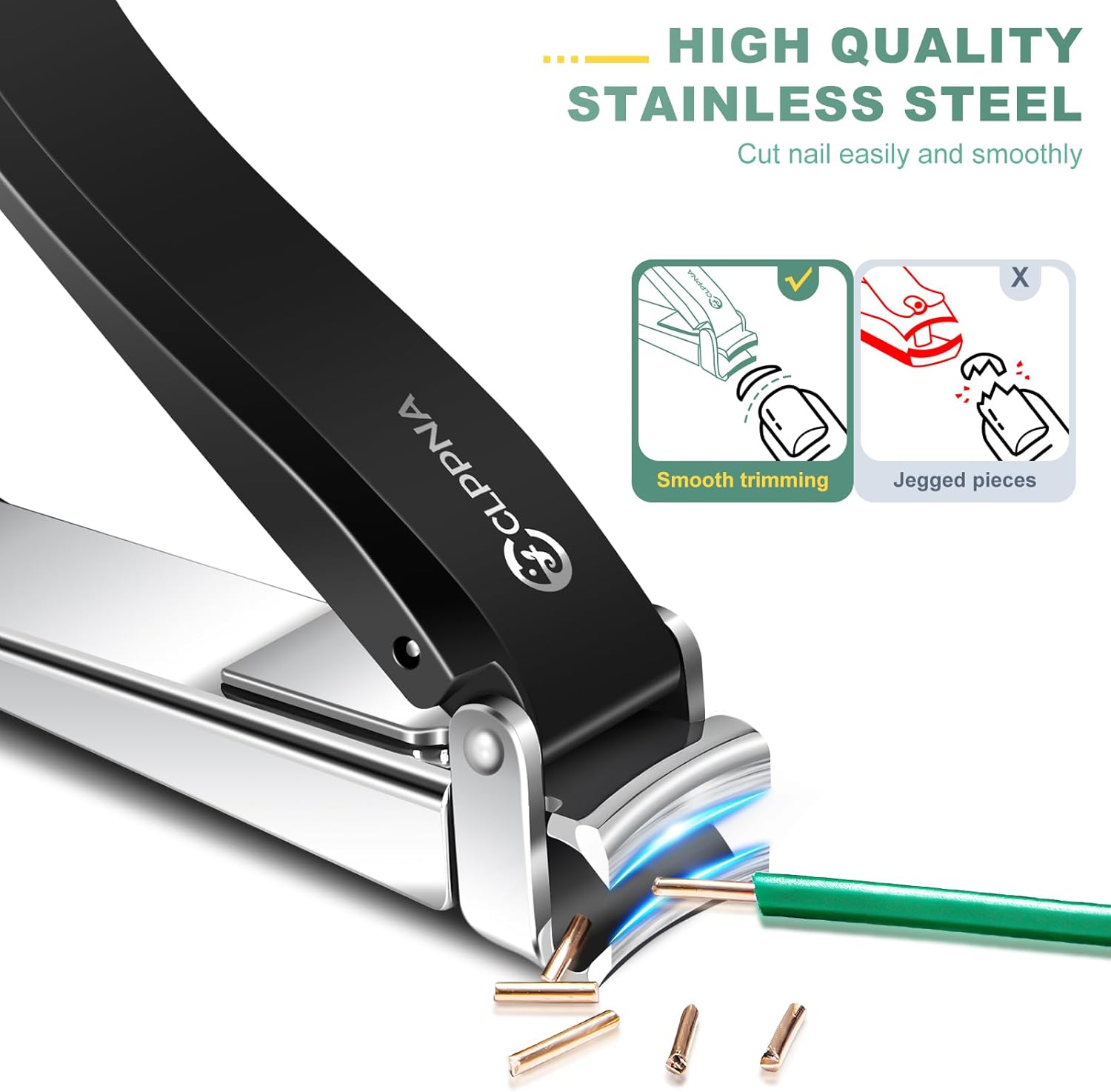 Heavy Duty Stainless Steel Nail Clippers for Men with Catcher, Fingernail and Toenail Cutter, Large Size - Image 4