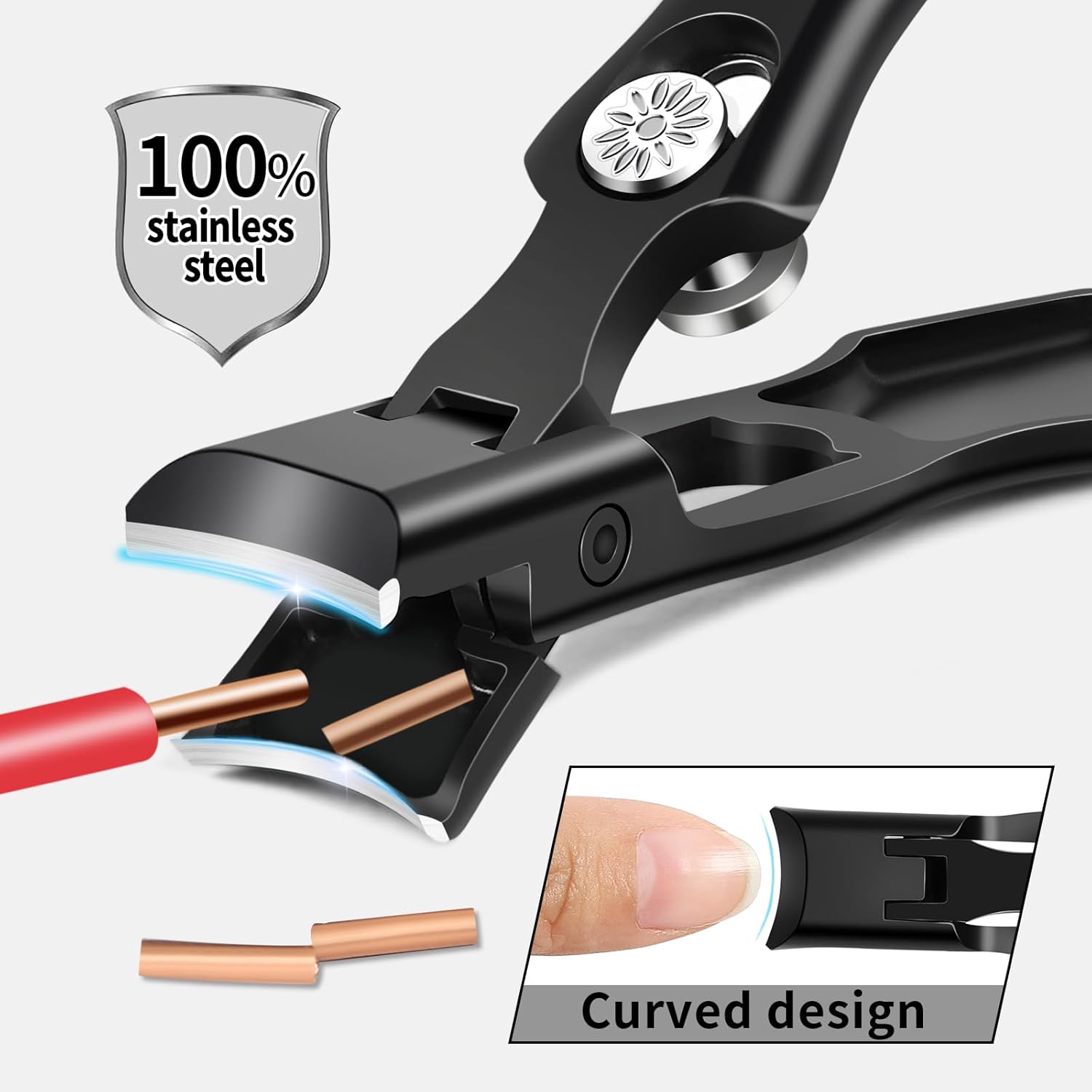 Long Handle Nail Clipper Set for Men & Women Wide Jaw Design 5.5 Inch - Image 2