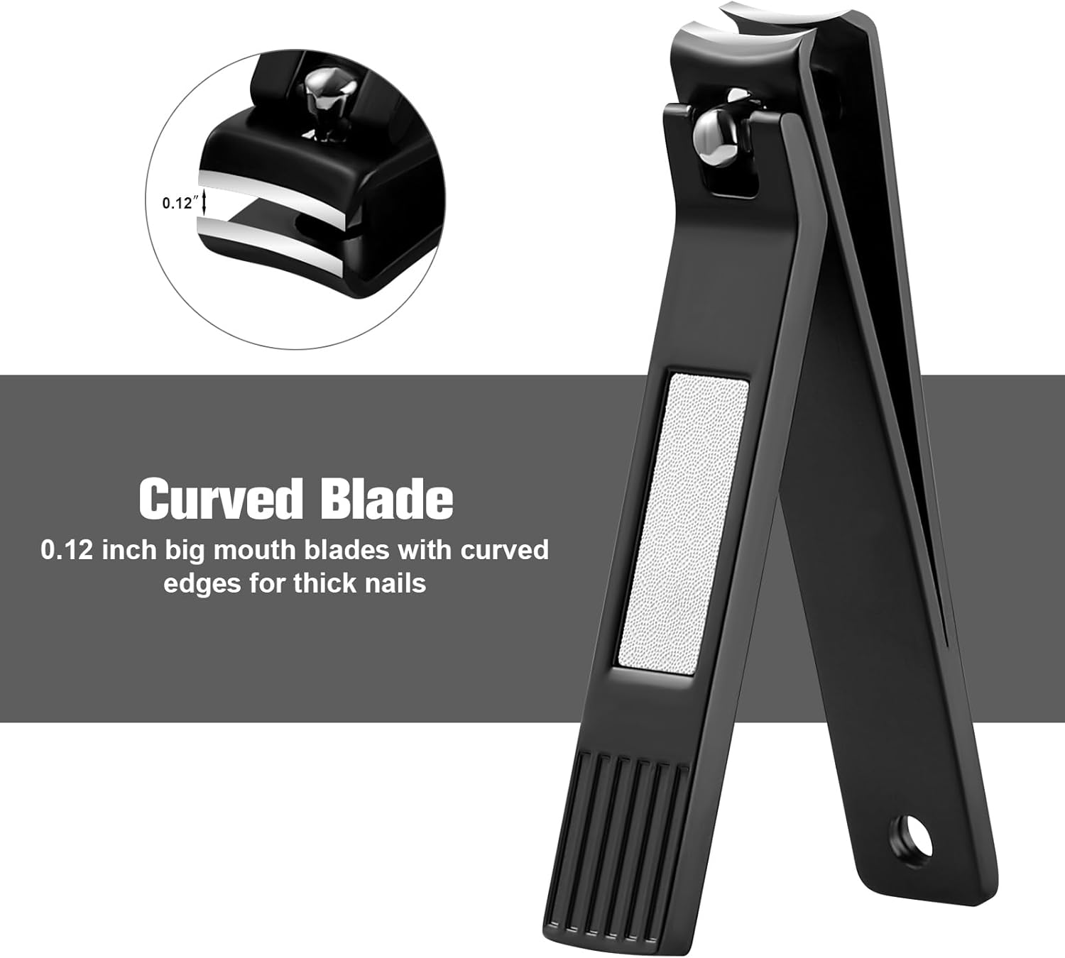 Ultra Sharp Curved Blade Nail Clippers Set for Fingernails and Toenails Black Tin Case - Image 3