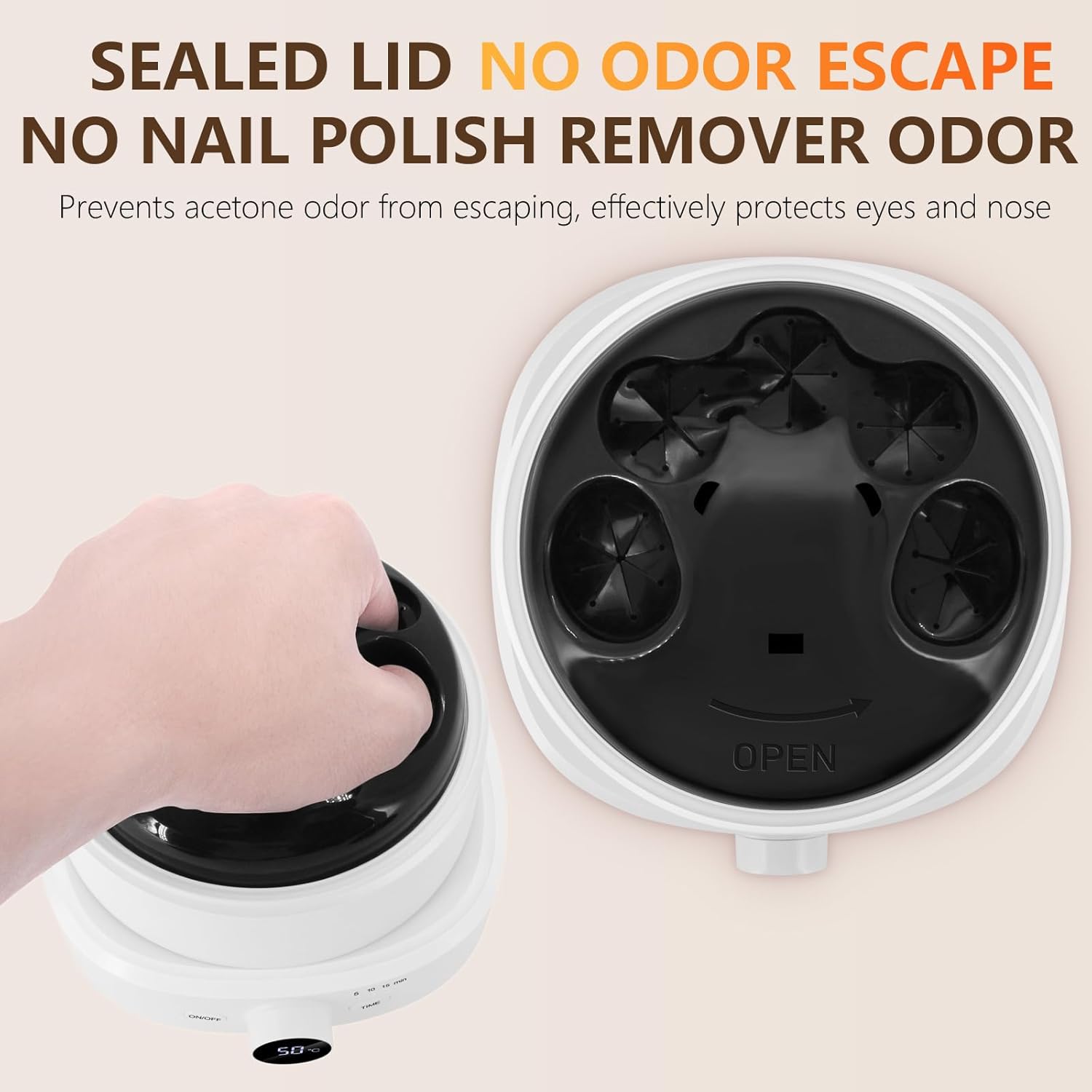 Adjustable Temperature Nail Soaking Bowl for Acrylic and Dip Gel Removal with Cuticle Pusher - Image 7