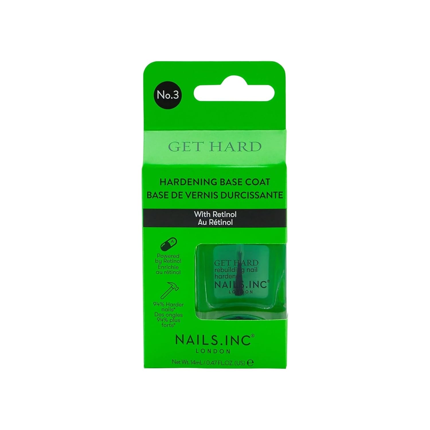 Nails Inc Get Hard Strengthening Base Coat with Retinol for Strong Nails 0.47 Fl Oz - Image 8
