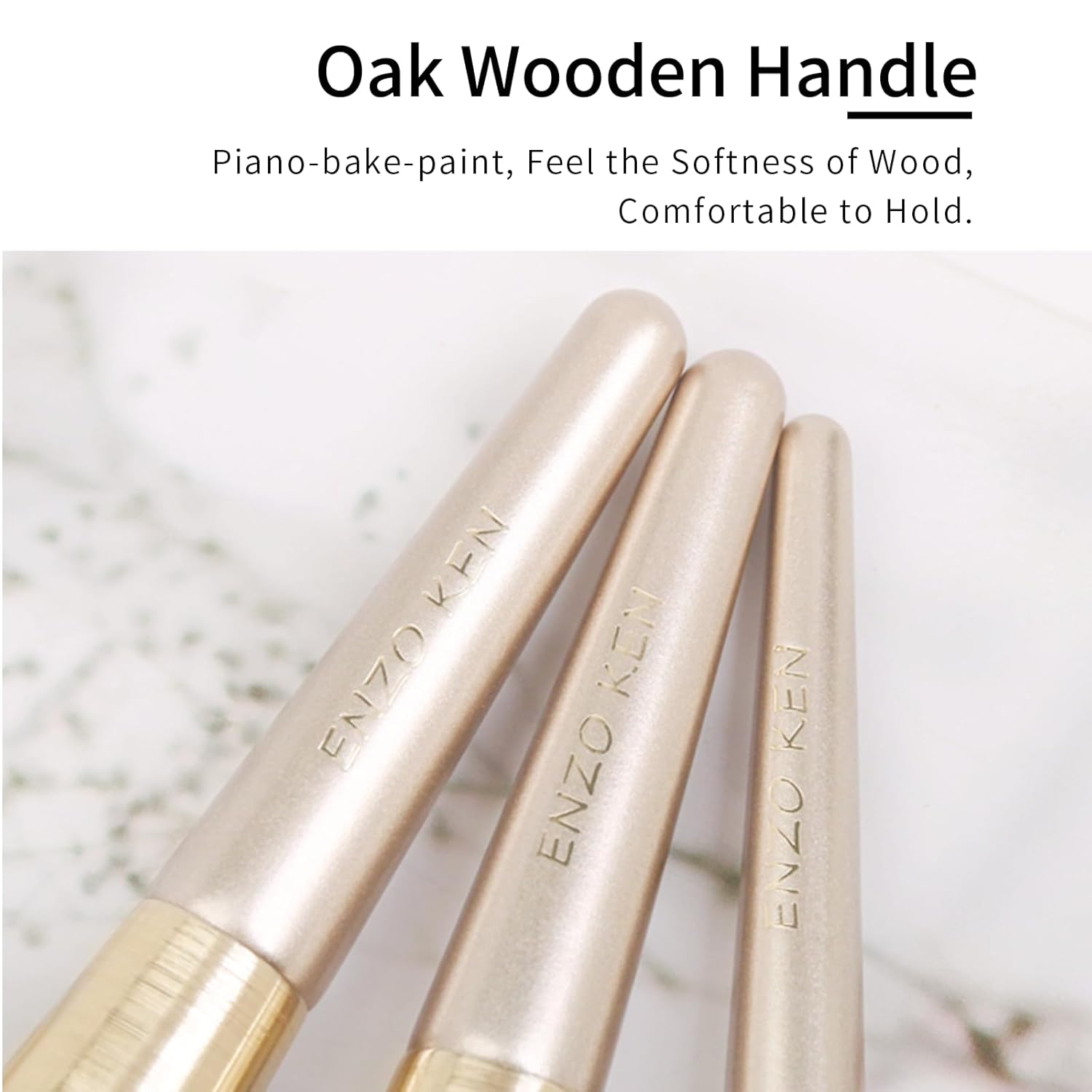 ENZO KEN Natural Fox Hair Makeup Brush Set with Gold Case 10 Piece - Image 5