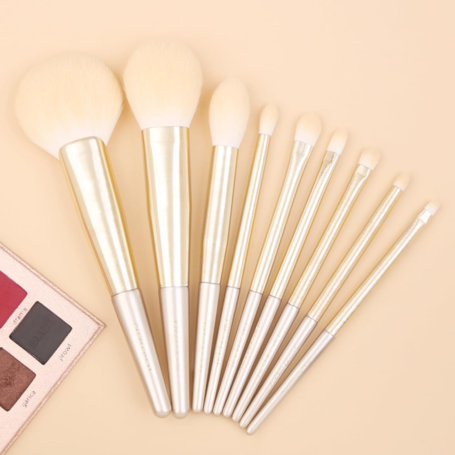 ENZO KEN Natural Fox Hair Makeup Brush Set with Gold Case 10 Piece - Image 7