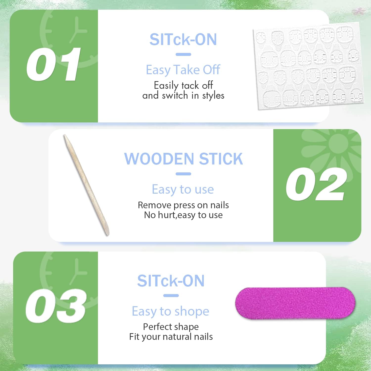 Xcreando Medium Long Square Neon Green Acrylic Coffin Press On Nails for Women Set - Image 7
