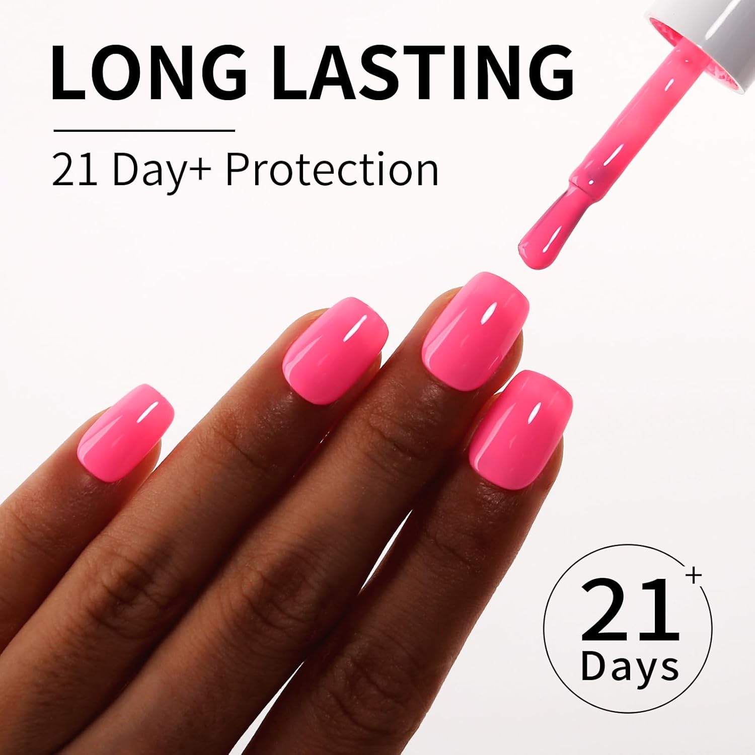 Vibrant Neon Pink Gel Nail Polish for Autumn/Winter - 0.54 Fl Oz Soak Off Formula - Image 3