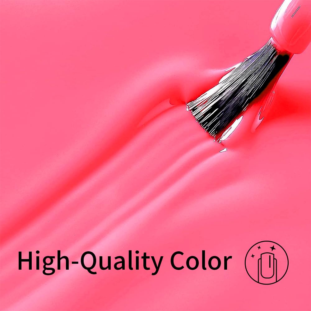 Vibrant Neon Pink Gel Nail Polish for Autumn/Winter - 0.54 Fl Oz Soak Off Formula - Image 2