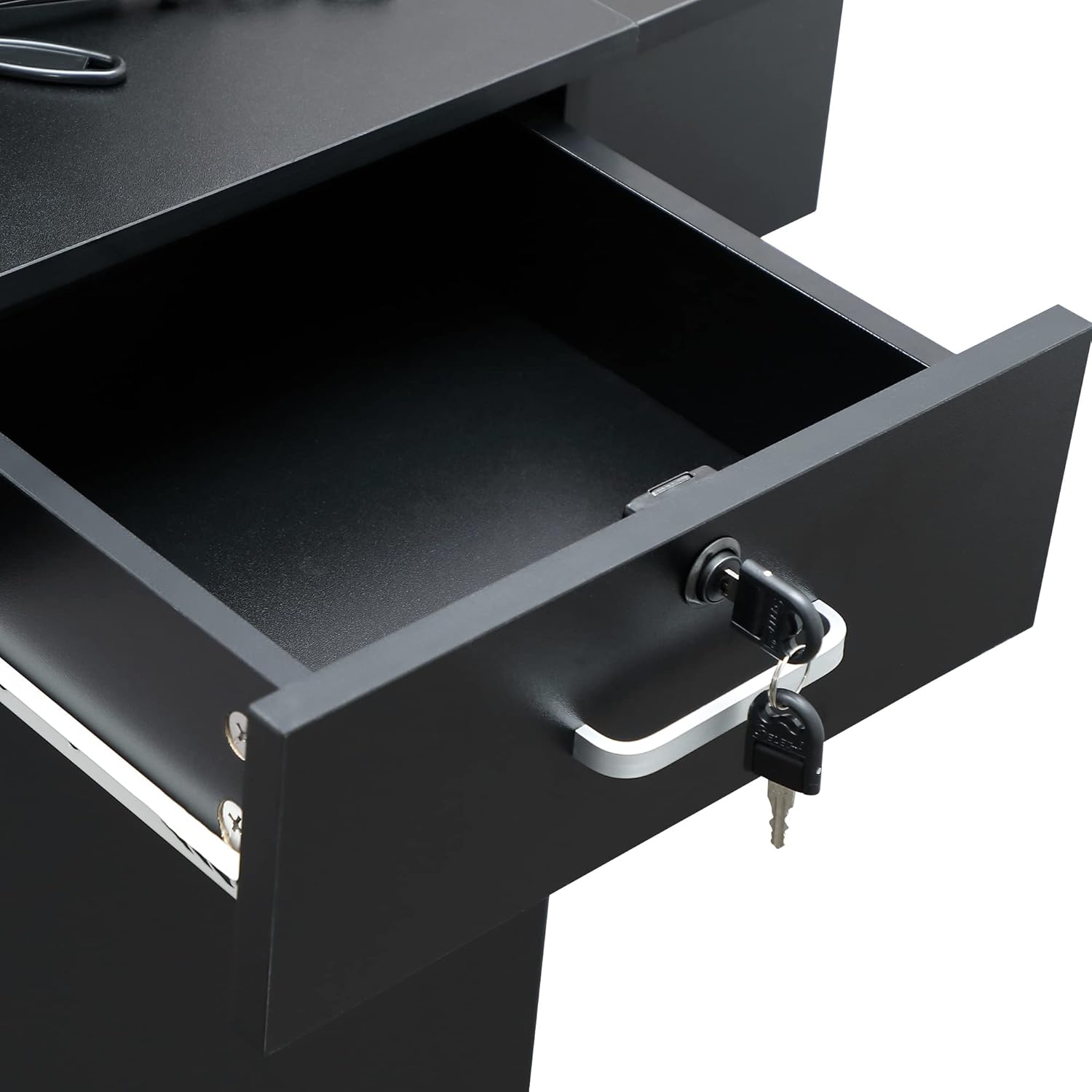 NicBex Black Wall Mount Salon Station with Locking Drawer and Glass Door - Image 5