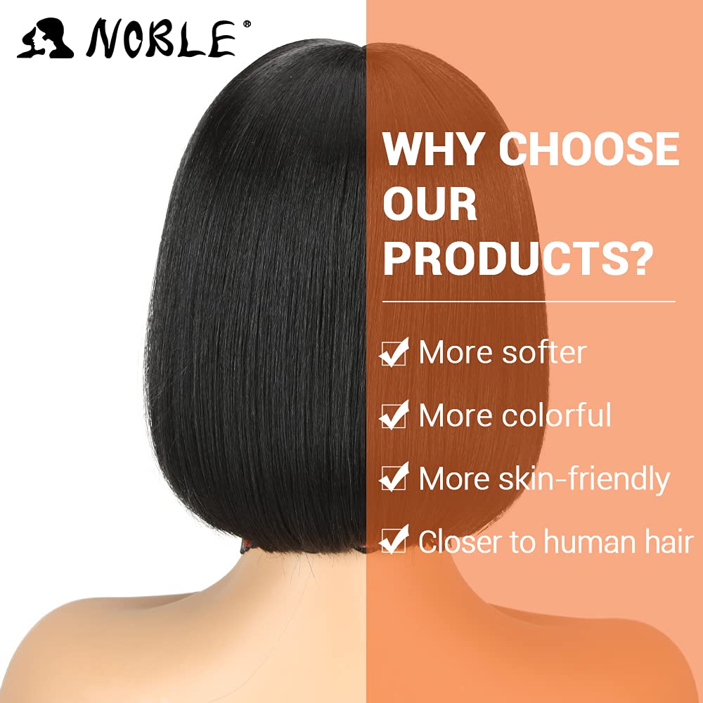 NOBLE 10 Inch Short Straight Black Bob Wig for Women, 150% Density HD Lace - Image 4