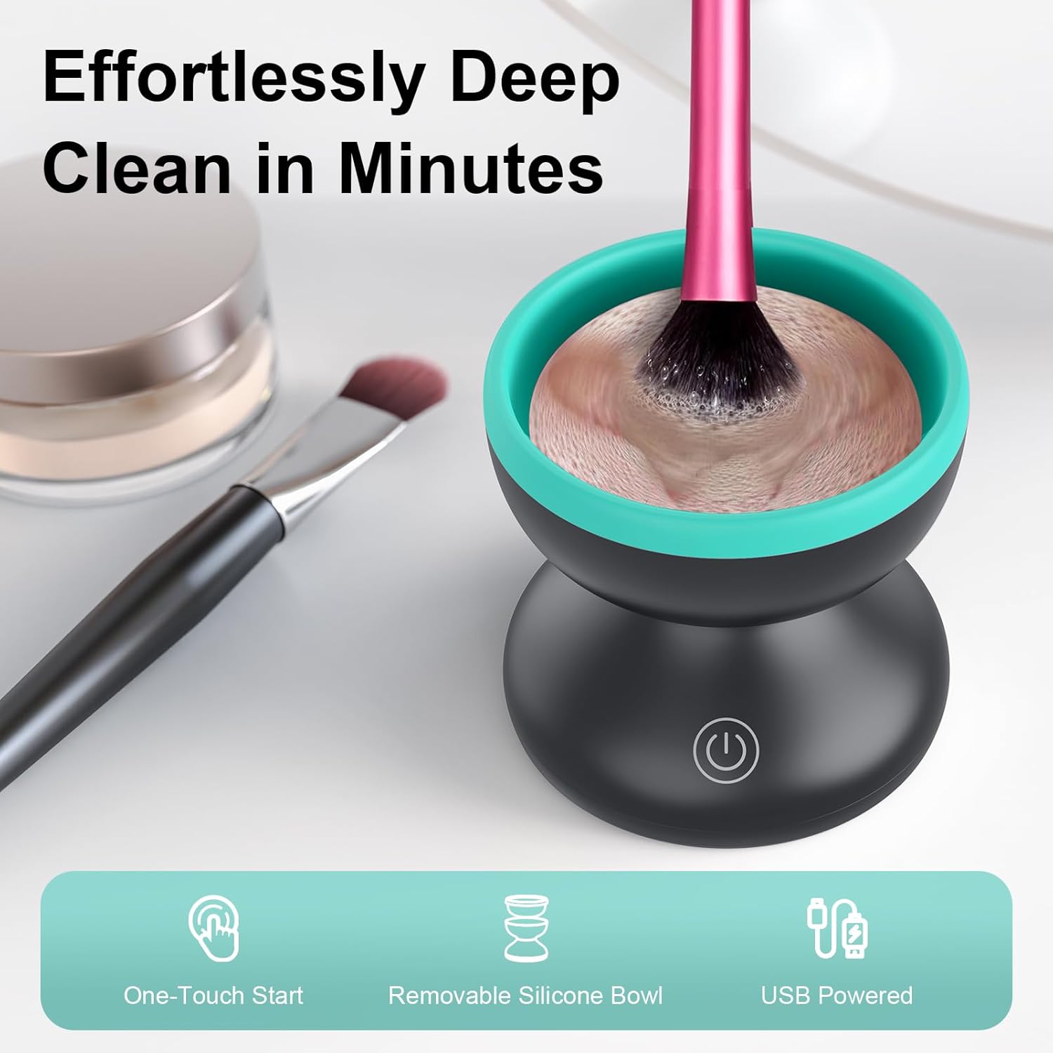 Norate Electric Makeup Brush Cleaner Machine for Fast Deep Cleaning All Brush Sizes Used - Image 3