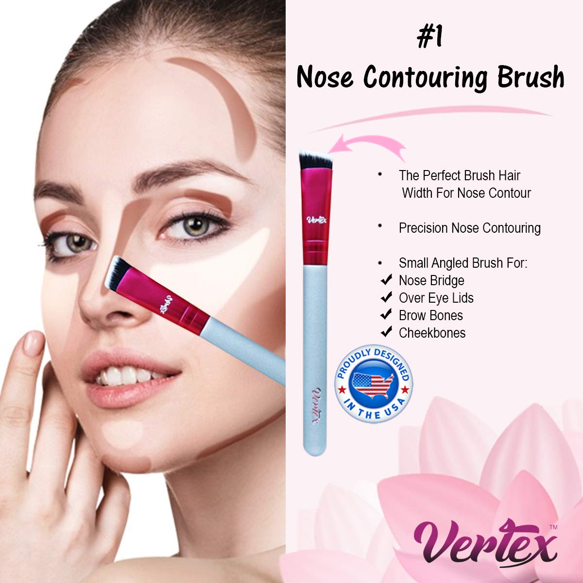 Real Hair Nose Contour Brush Set for Sculpting Blending and Highlighting - Image 2