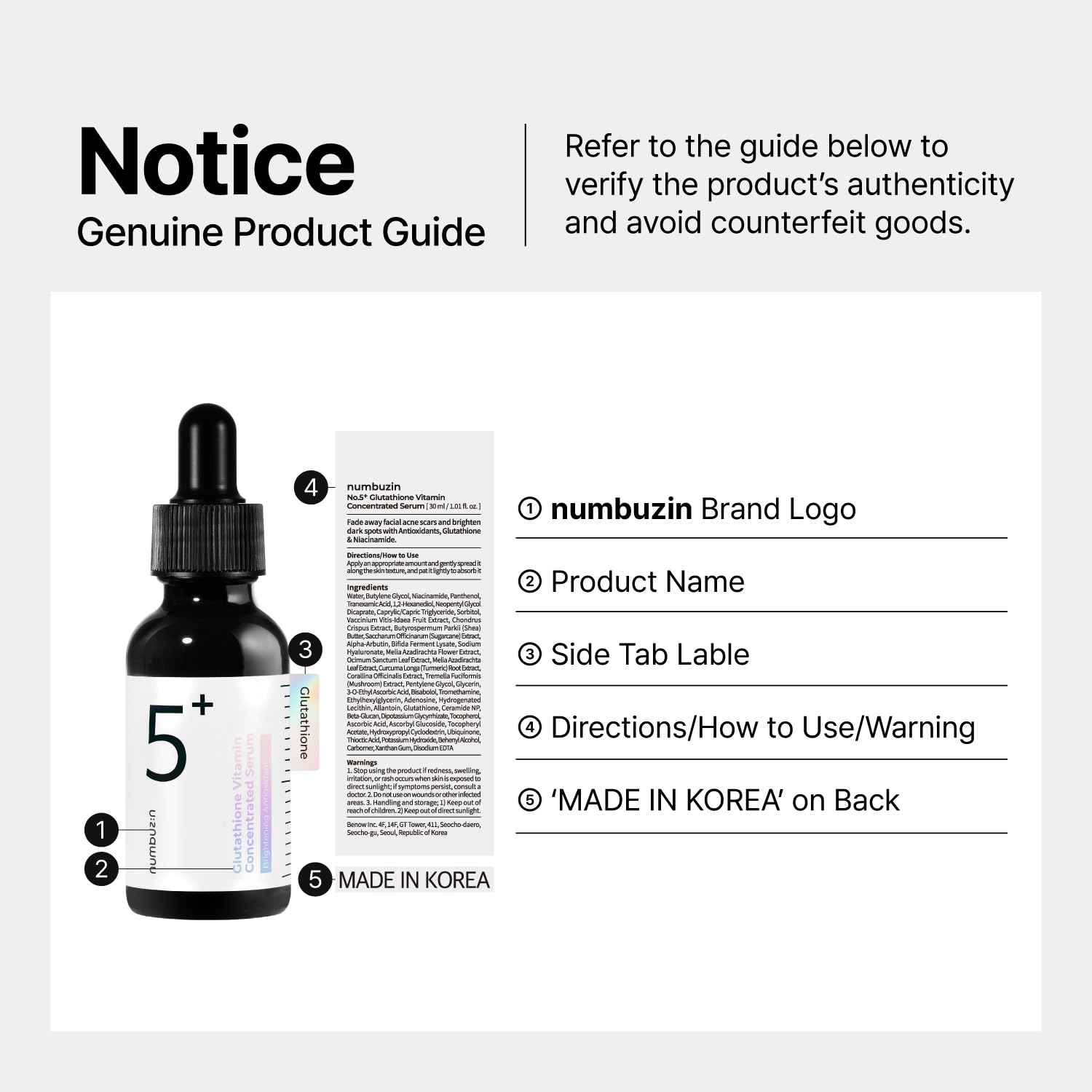 Numbuzin No.5 Hyperpigmentation Serum 1.01 fl. oz. with Tranexamic Acid 4% for Sensitive Skin - Image 3