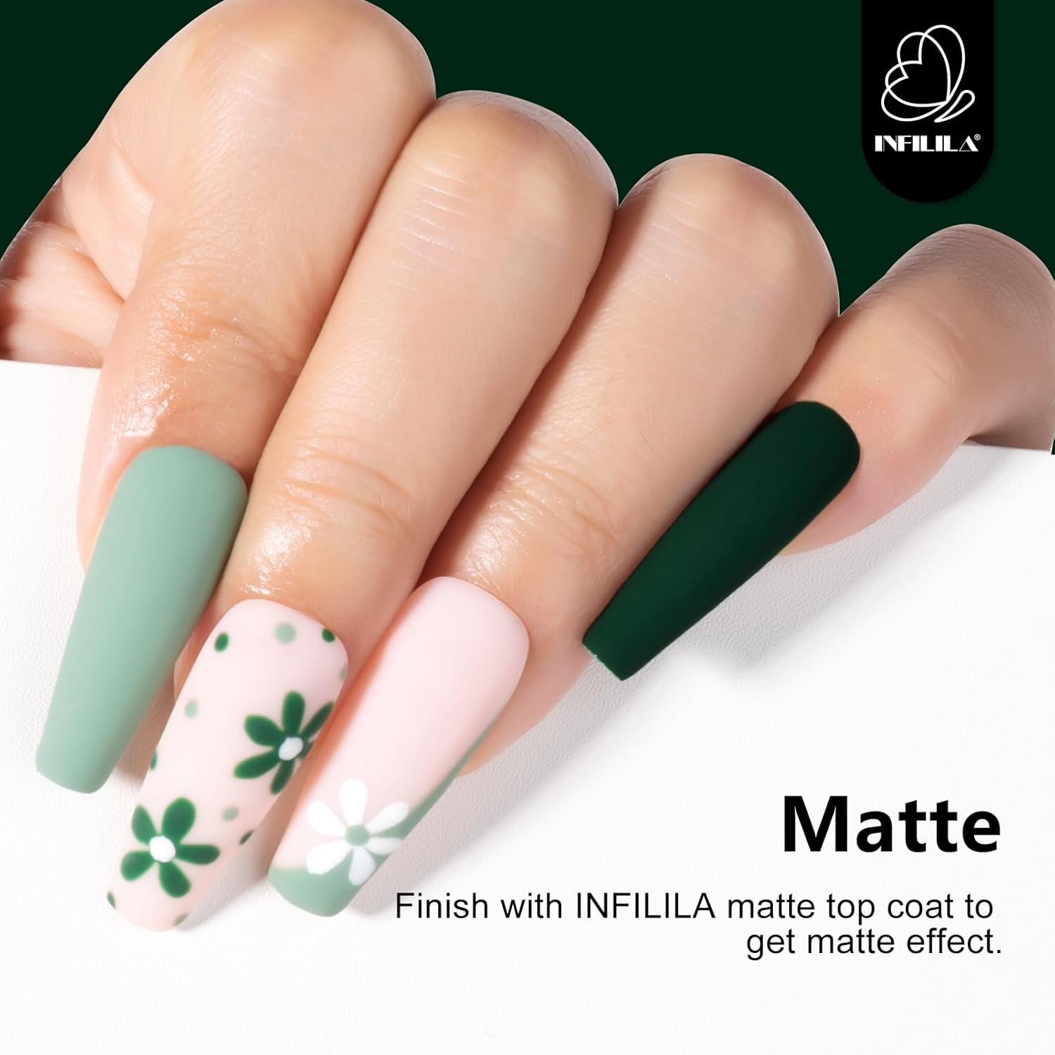 NXJ INFILILA Dark Green Hema Free Gel Nail Polish 15ml Soak Off for DIY Manicure - Image 4