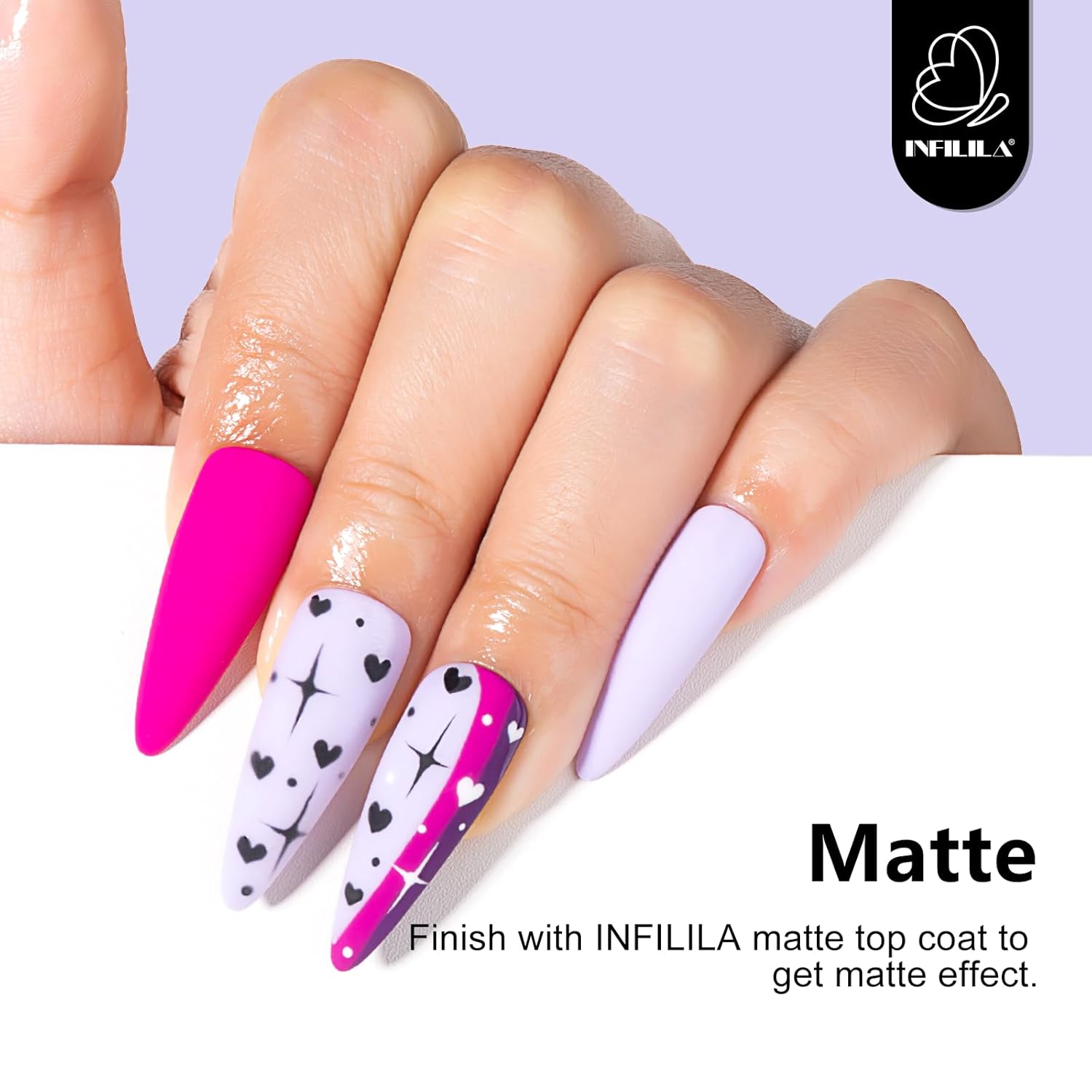 NXJ INFILILA 15ml Lavender Lilac Purple Gel Nail Polish Hema Free High Gloss UV Soak Off - Image 5