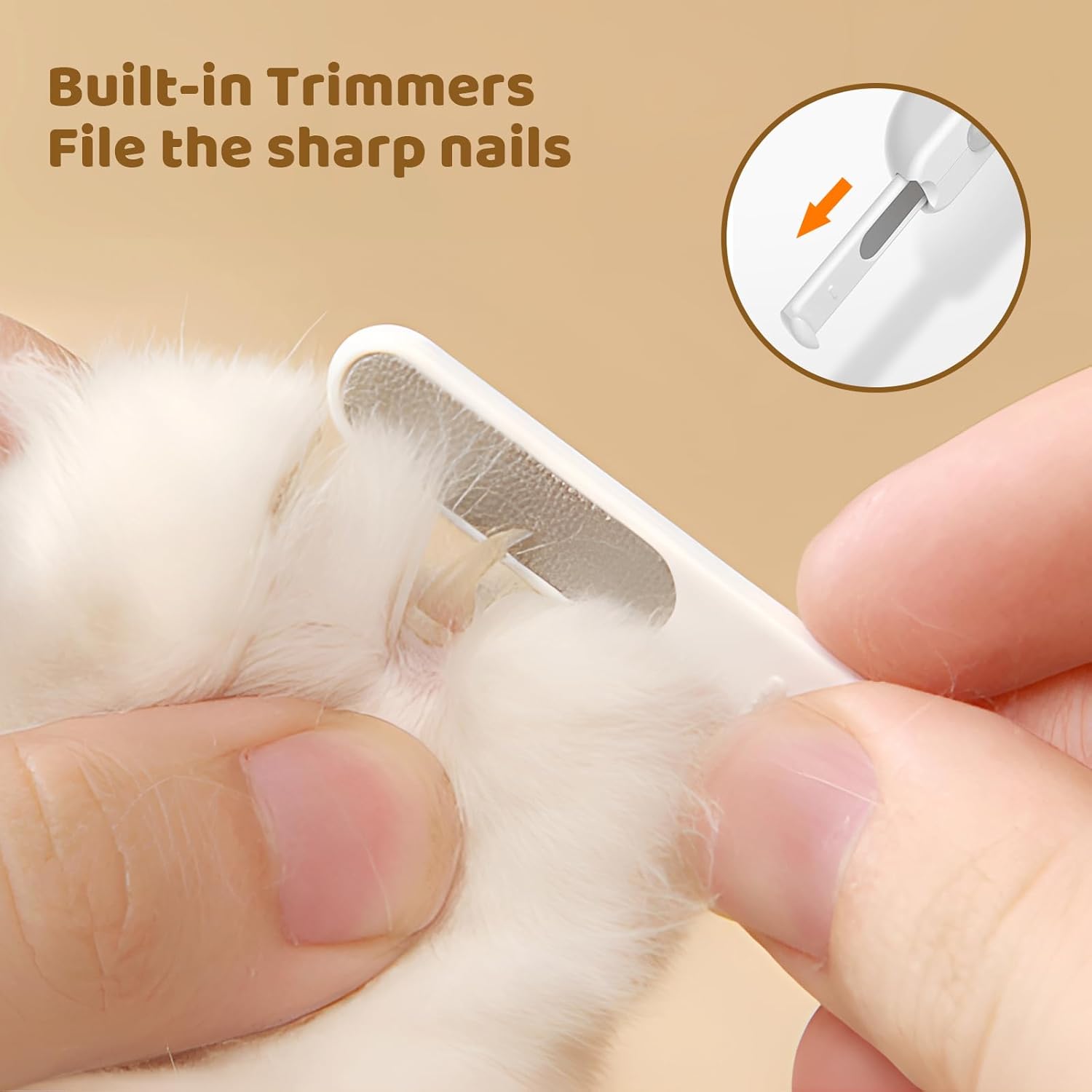 Odoland Cat Nail Clipper with LED Light and Nail File, Dog Claw Trimmer with Bright Light to Avoid Excessive Cutting - Pet Grooming Tool for Tiny Dog Cat Kitten Bunny Rabbit Pink - Image 3