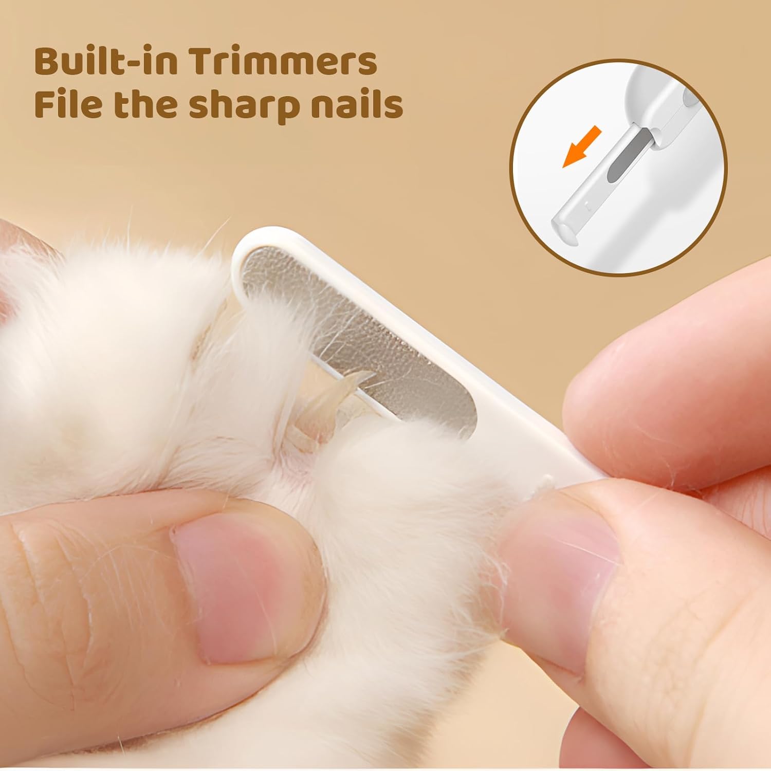 Odoland Blue Pet Nail Clipper with Built-in LED Light and Nail File for Small Cats - Image 3