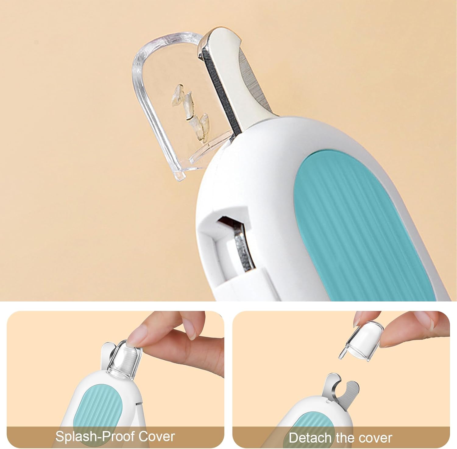 Odoland Blue Pet Nail Clipper with Built-in LED Light and Nail File for Small Cats - Image 4