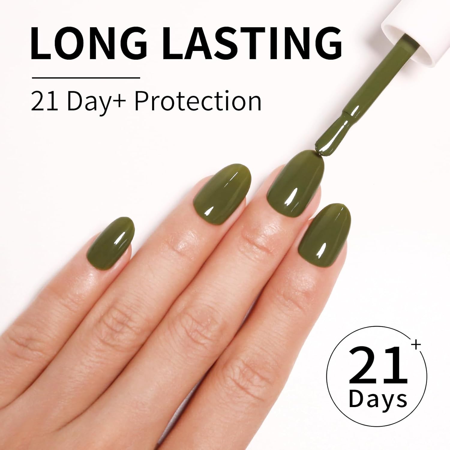 Olive Green Gel Nail Polish 0.54 Fl Oz Large Bottle All Seasons Nail Art - Image 3