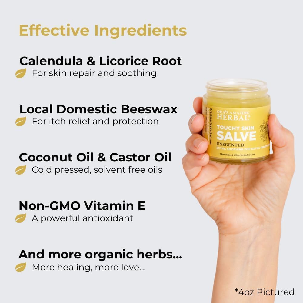 Ora's Amazing Herbal Touchy Skin Salve 1 oz Eczema Cream Fragrance Free Balm - Image 3