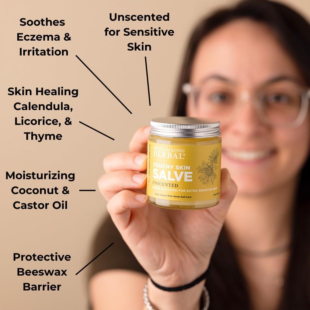 Ora's Amazing Herbal Touchy Skin Salve 1 oz Eczema Cream Fragrance Free Balm - Image 2