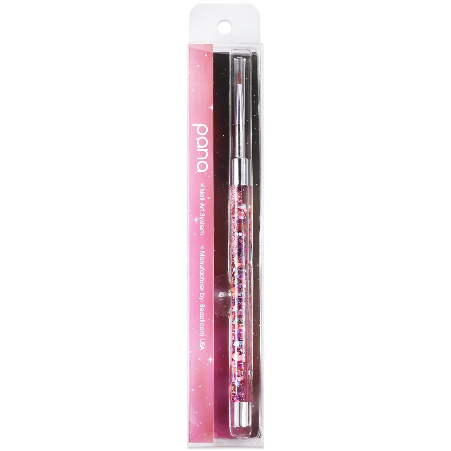 PANA 3D Kolinsky Acrylic Nail Art Brush Pink Glitter Handle Size 2 - Image 6