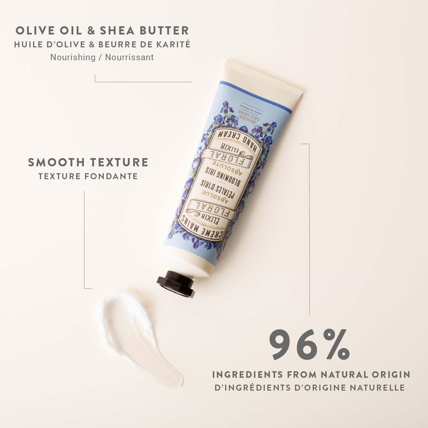 Panier des Sens Blooming Iris Mini Hand Cream for Dry Skin, 1 oz with Shea Butter - Image 4