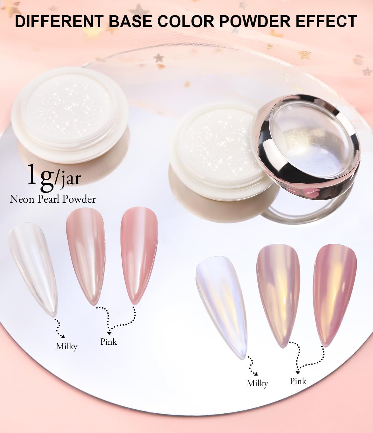 Pearl Chrome Nail Powder BISHENGYF 10g for DIY Nail Art with Super Mirror Effect - Image 2